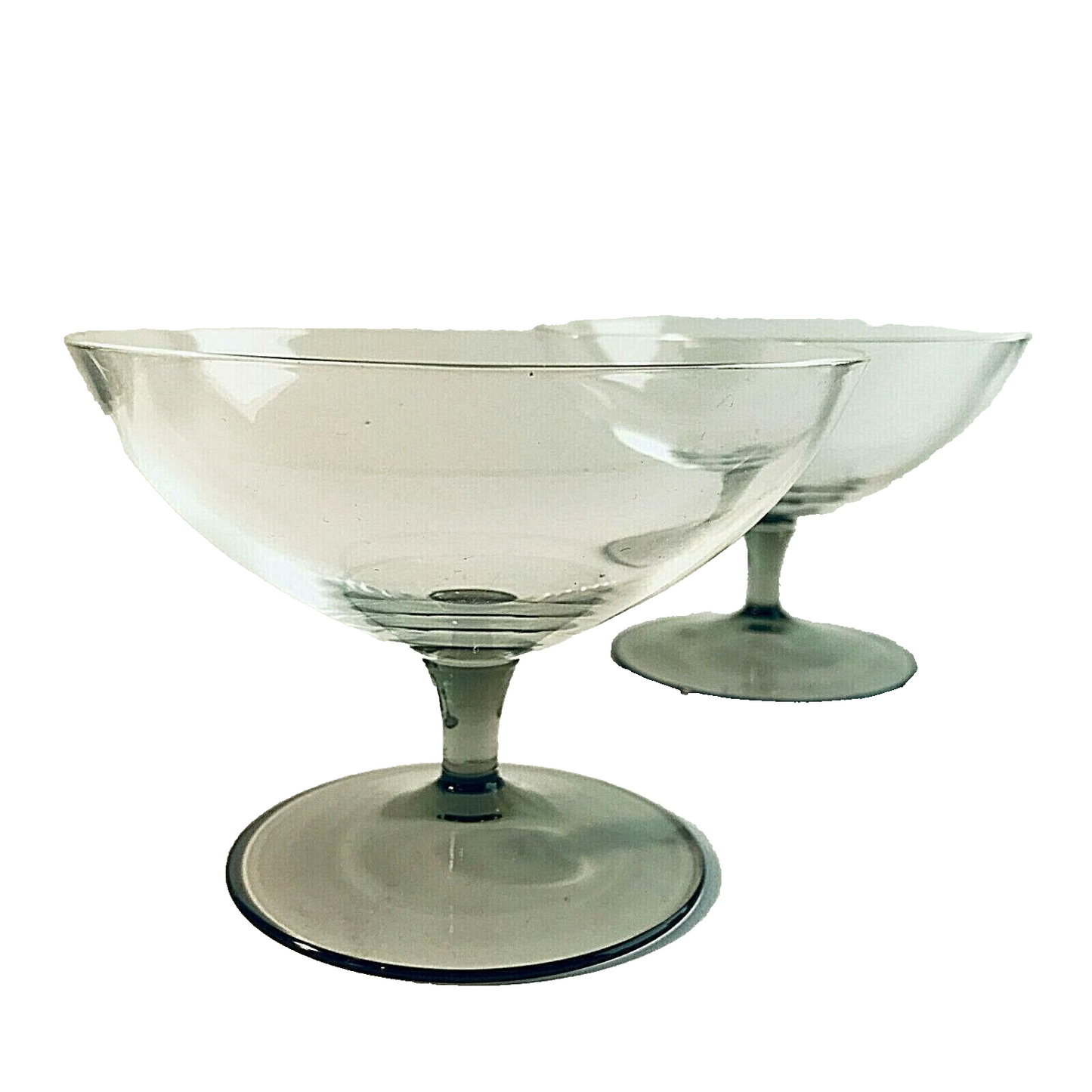 RAUCHGLAS 50er 60er Schüssel Schälchen Schale MID CENTURY 2er Set D 11,3