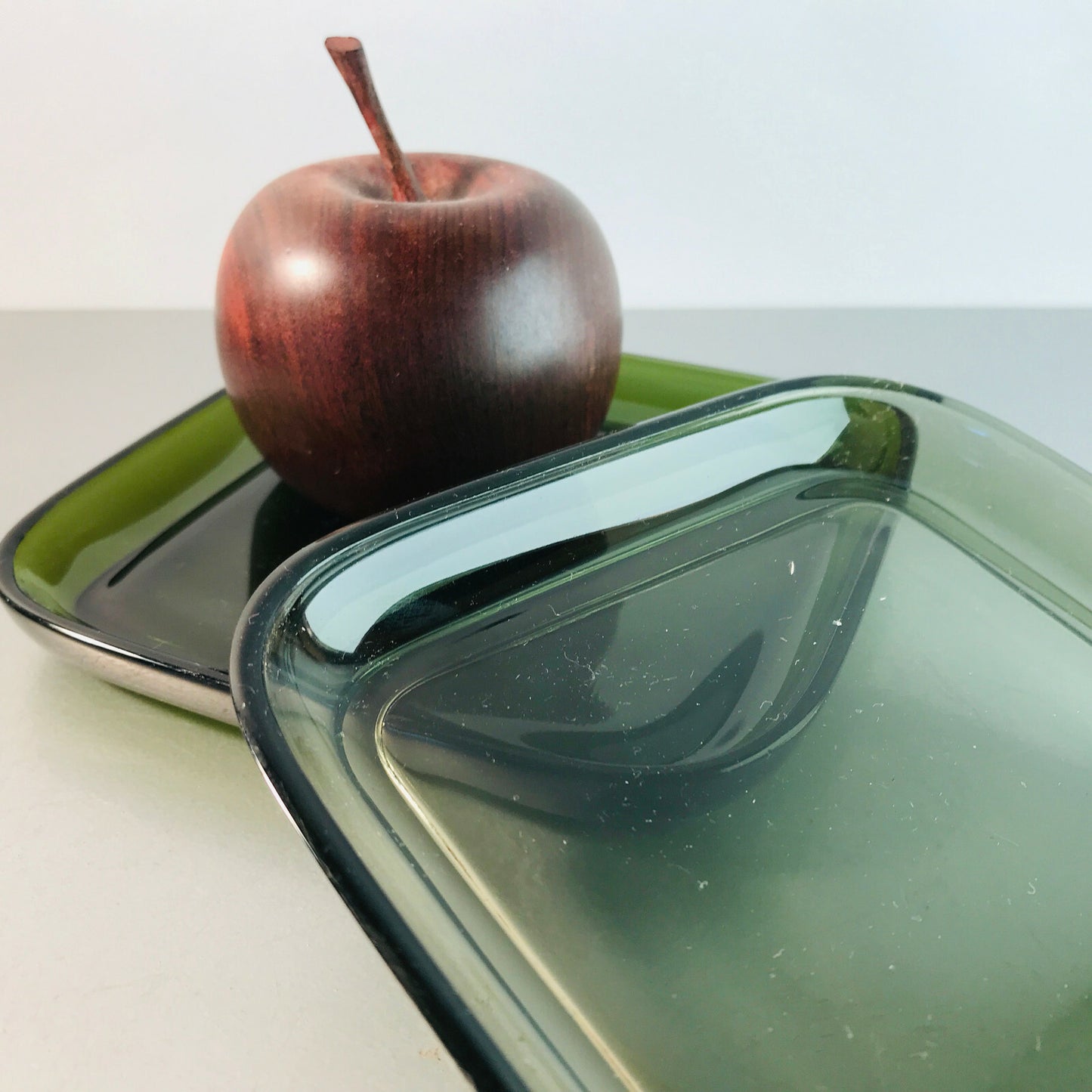 Vintage GLAS 50er 60er MID CENTURY Schälchen Schalen D 16,7 cm Rauchglas