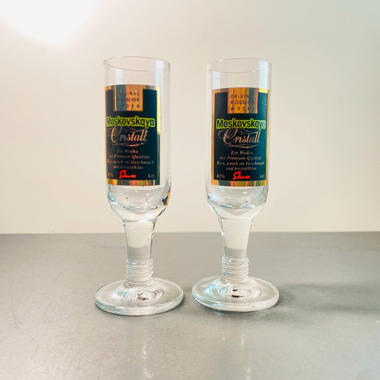 Gläser Glas Sonderedition 13 cm 2er Set Schnapsgläser Moskovskaya Wodka