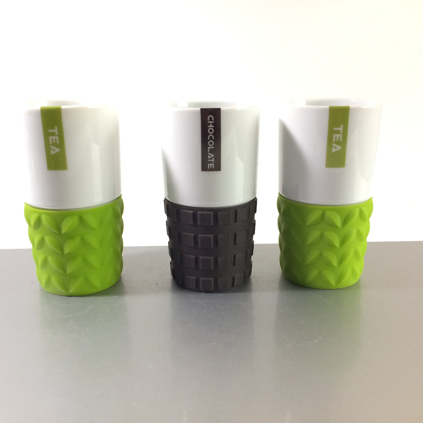 spizy DENMARK 3er Set Becher Tea Tee & Chocolate mit Silikonhülle 12,5 cm