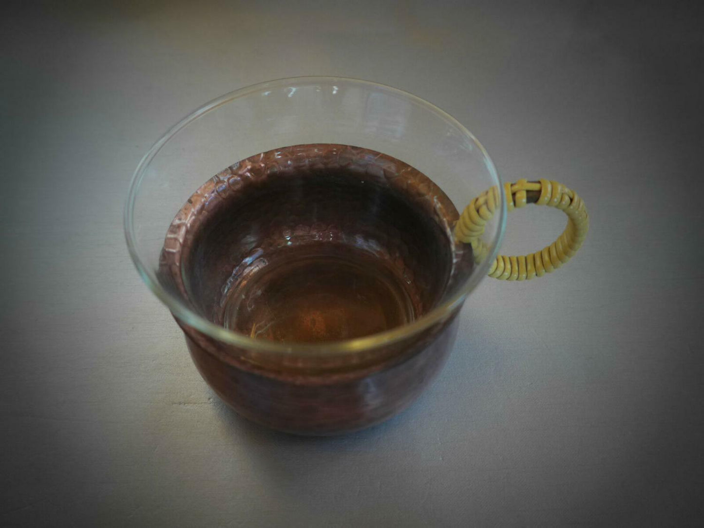 5 x ZINT Teeglas Kupfer Hammerschlag SCHOTT Mainz Glas 50er MID CENTURY