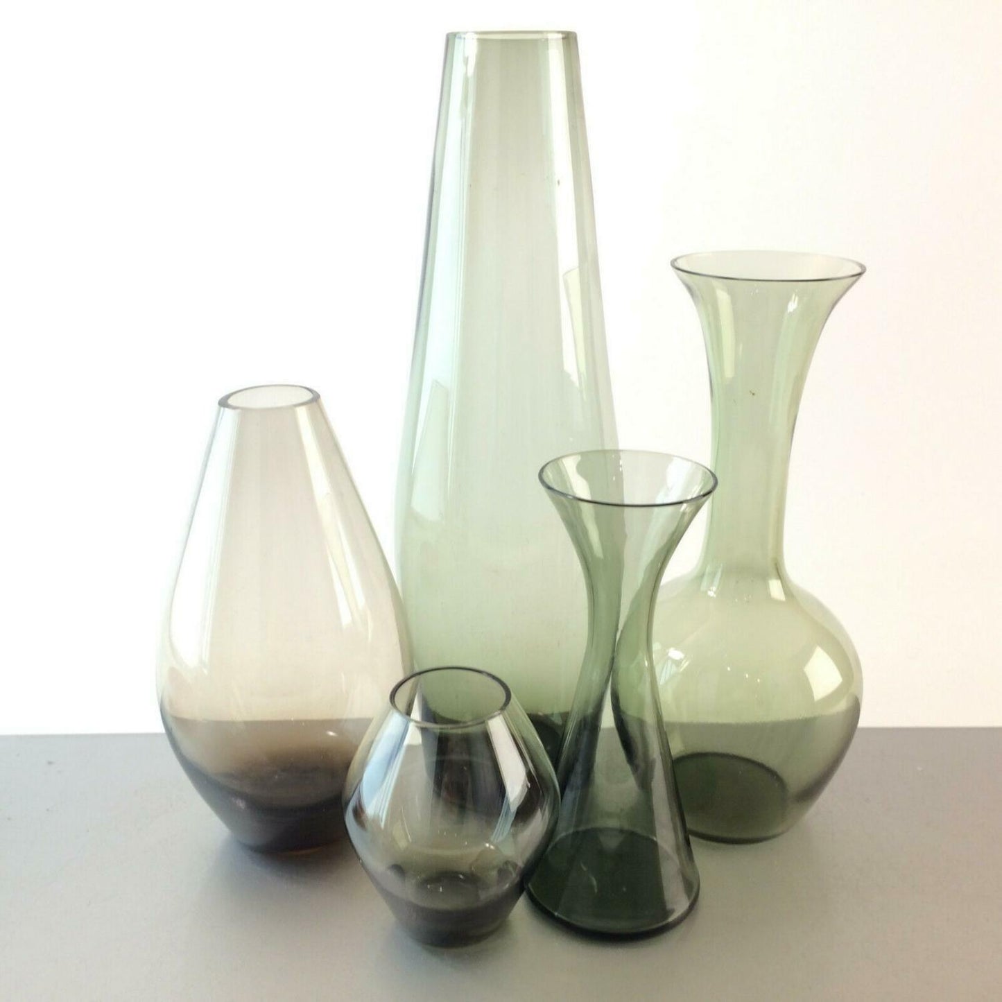 Konvolut Vasen 60er VASE 50er Rauchglas Mid Century 8,5 - 28 cm