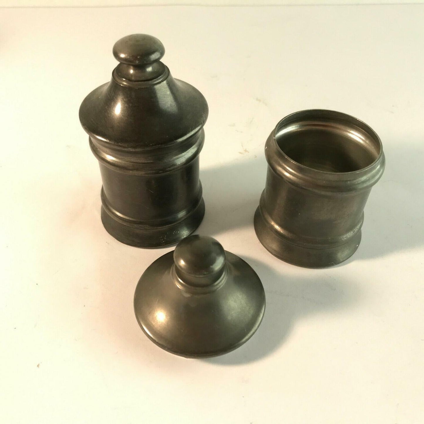 ZINN Dosen Zinndose 2er Set Deckeldosen 50er 60er Vintage H 8 cm