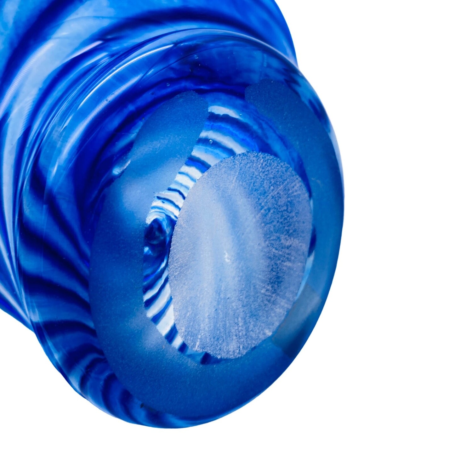 Vintage Schale blau Glas D 20 cm gestreift Spiralen 70er 80er Jahre Dekoration