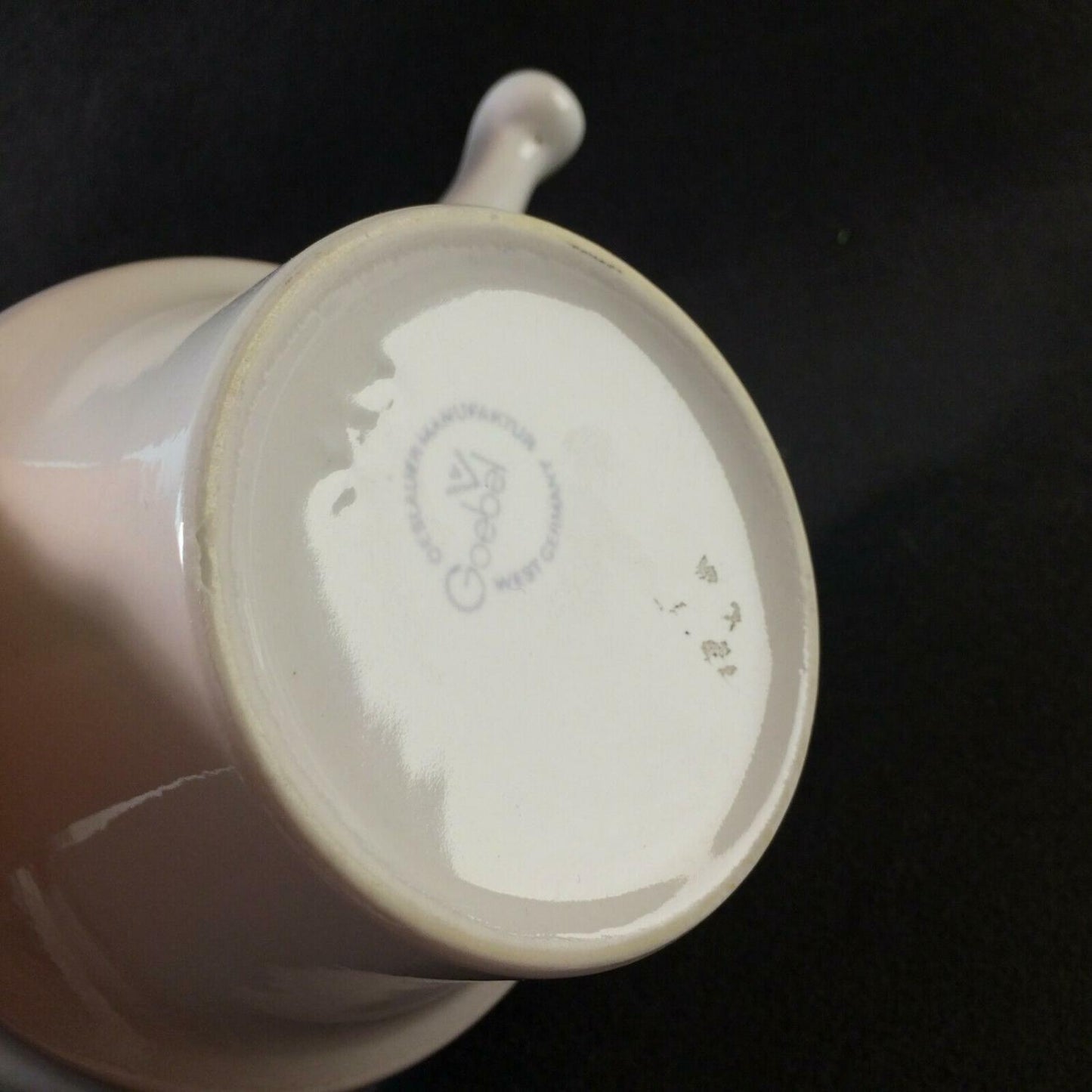 GOEBEL weiß grau Sauciere Saucentöpfchen Topf Stieltopf H 8,5 cm