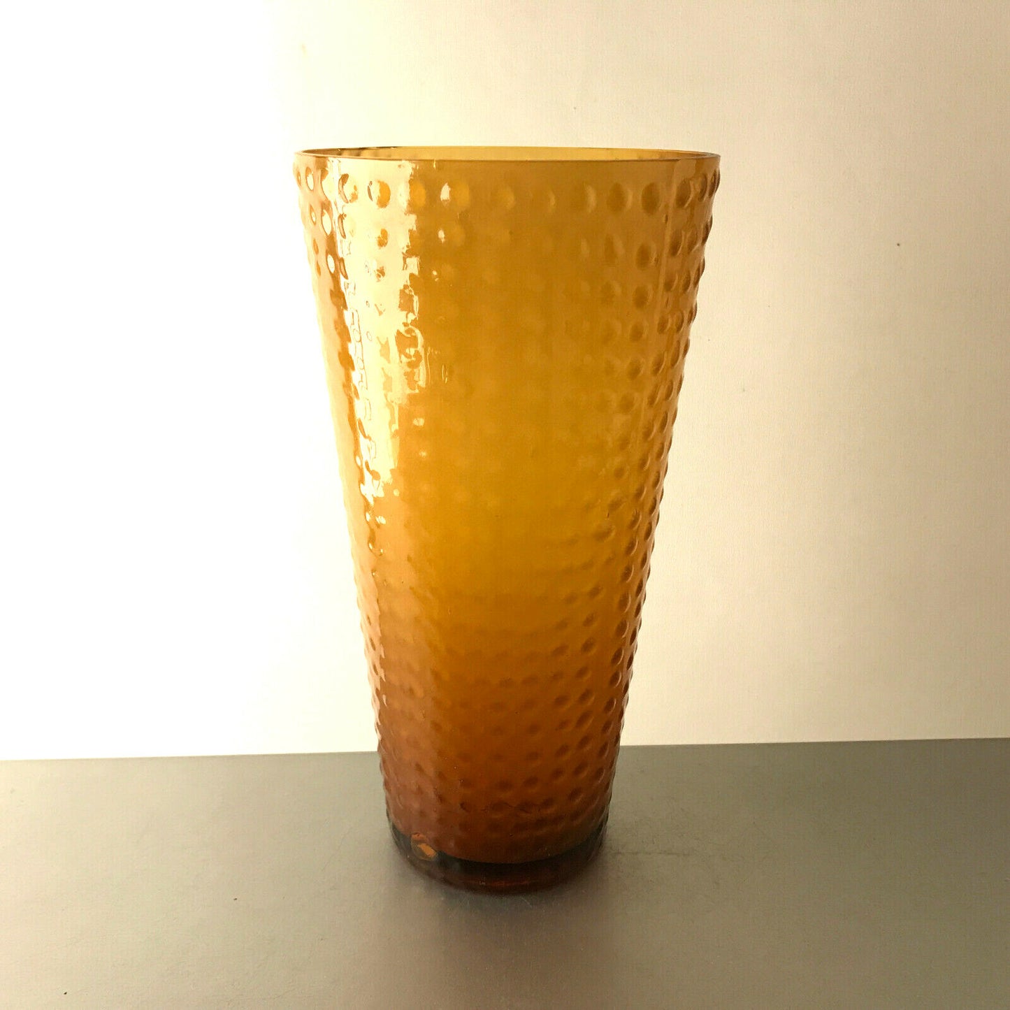 MID CENTURY Vase braun 24 cm 50er 60er Glas Glasvase Vintage Satinato