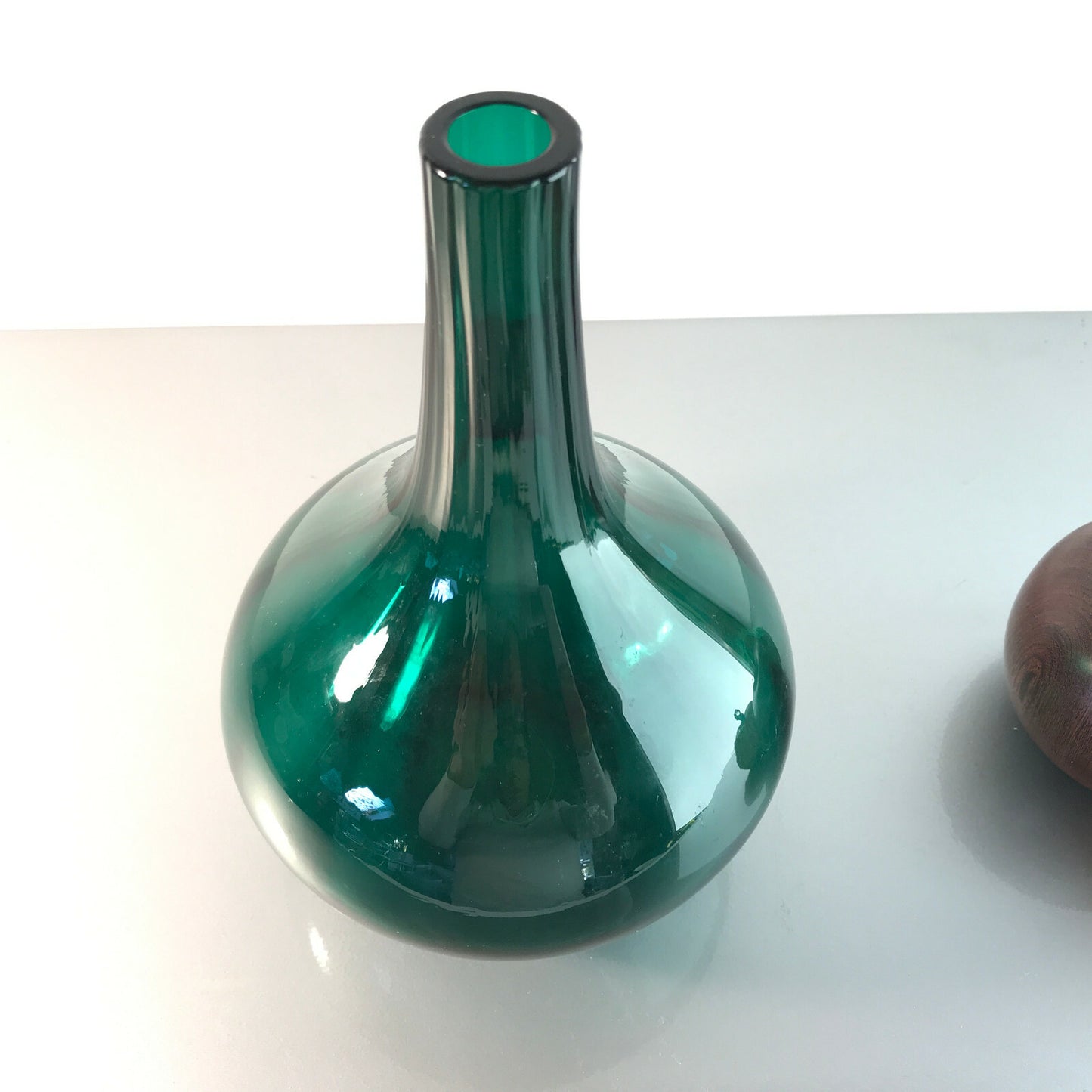 Vintage Vase 50er 60er 20 cm grün MID CENTURY Glas