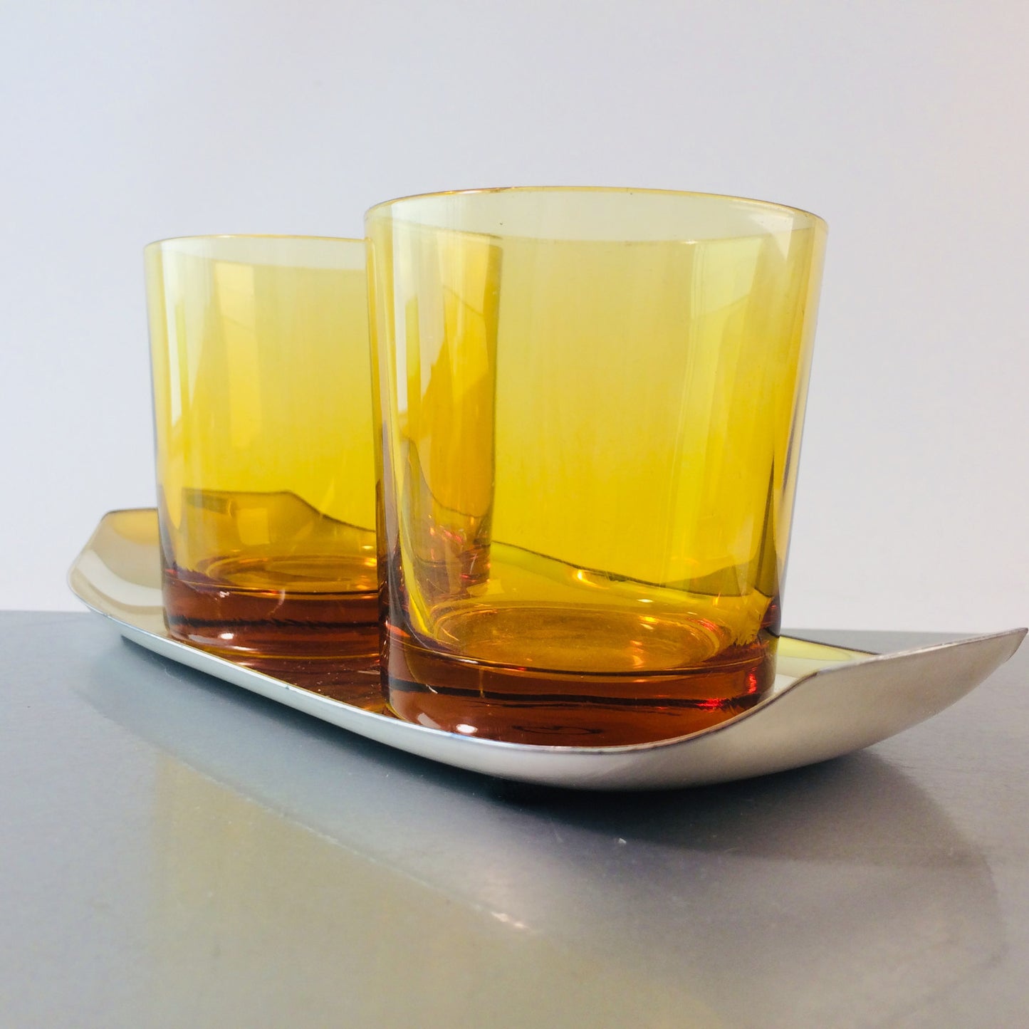 Whiskygläser Italy 8 cm mit WMF Tablett Vintage 50er 60er Gläser