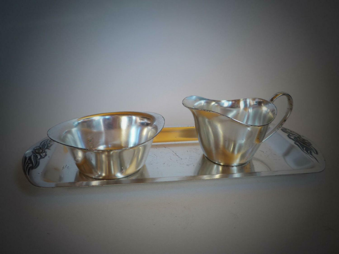 WIENER SILBER MANUFACTUR Rahmservice versilber Kleeblattmarke Sahneservice