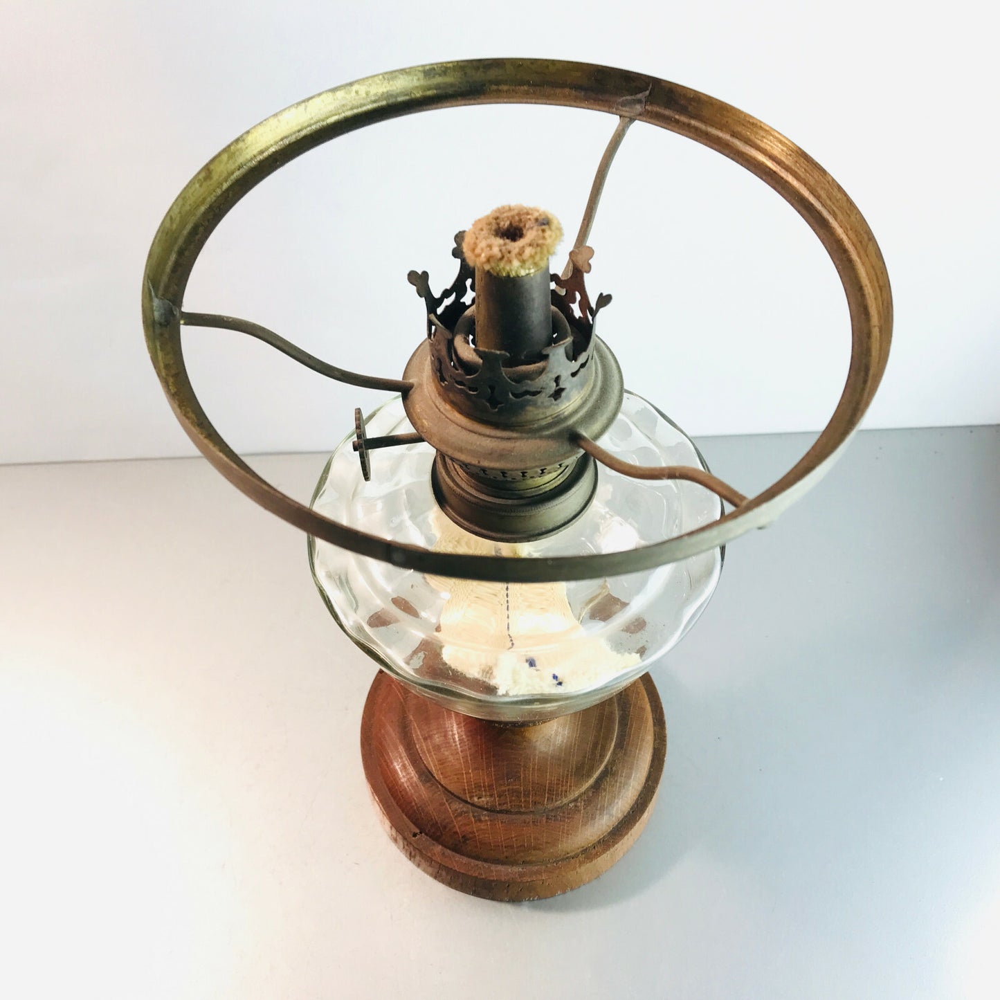 Petroleumlampe GLAS 24 cm Lamp Petroleumleuchte Lampe Fuss ohne Schirm