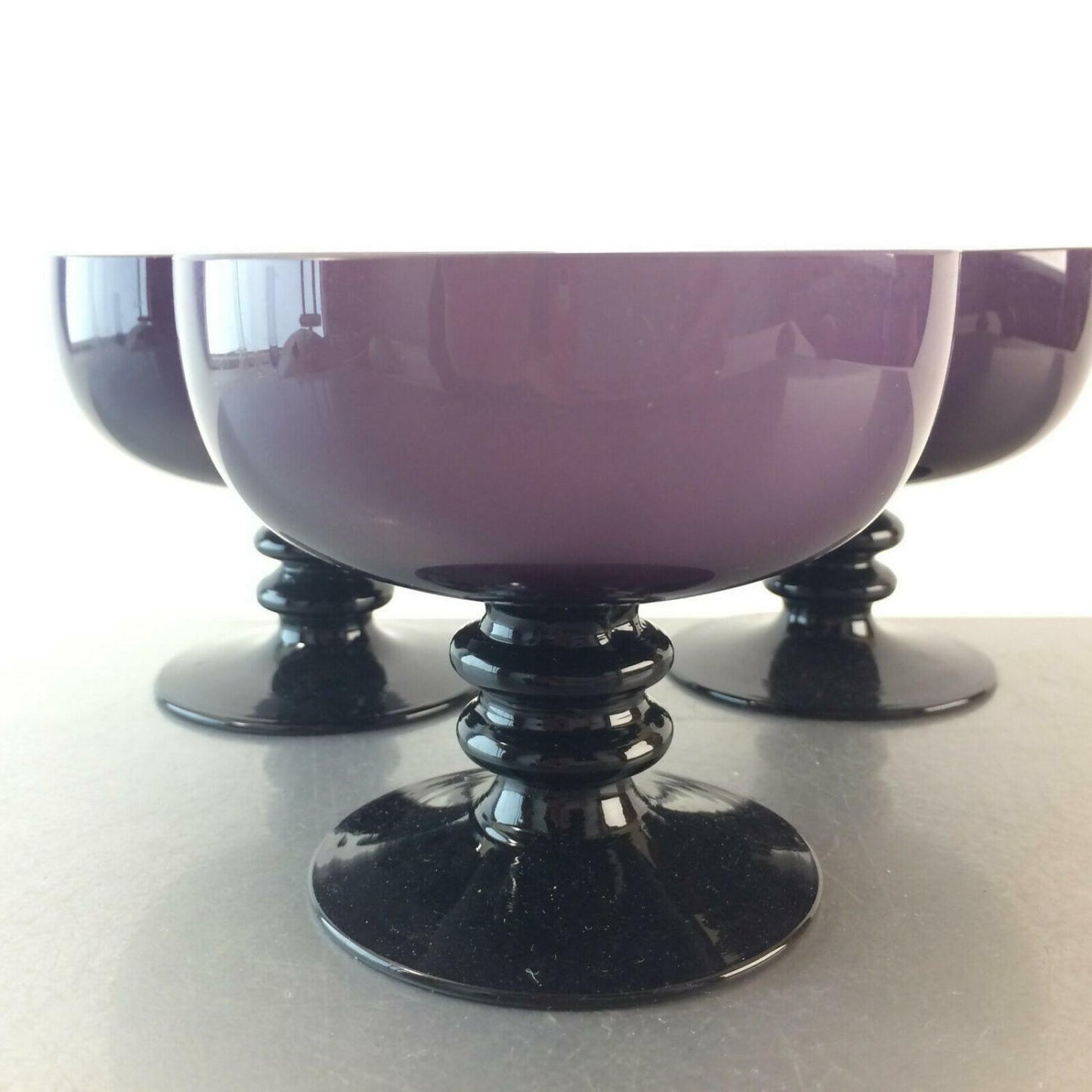 50er 60er Glas Schälchen Schalen MID CENTURY lila Überfang 3er Set