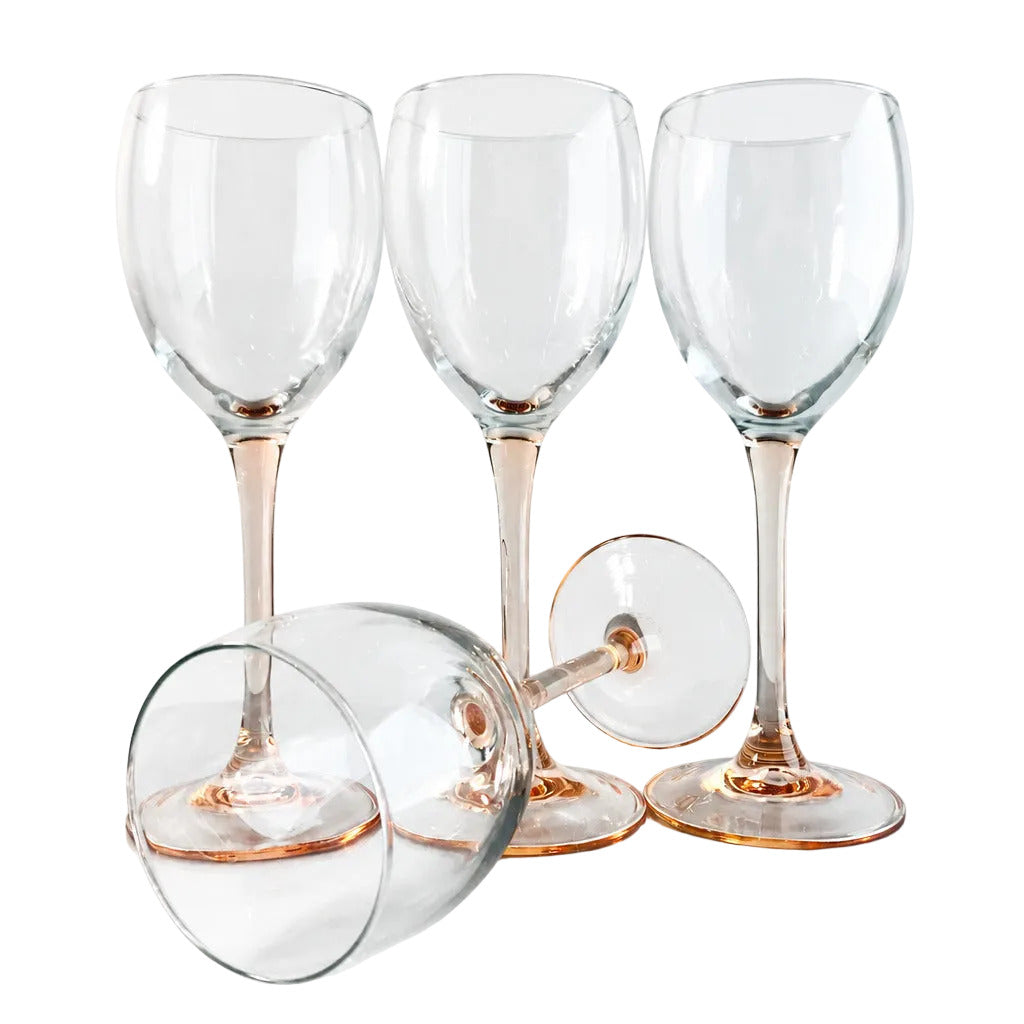 Zusätzliche Ansicht – Luminarc Weinglas im 4er Set aus Glas in Rosa, 1970er/1980er Jahre
