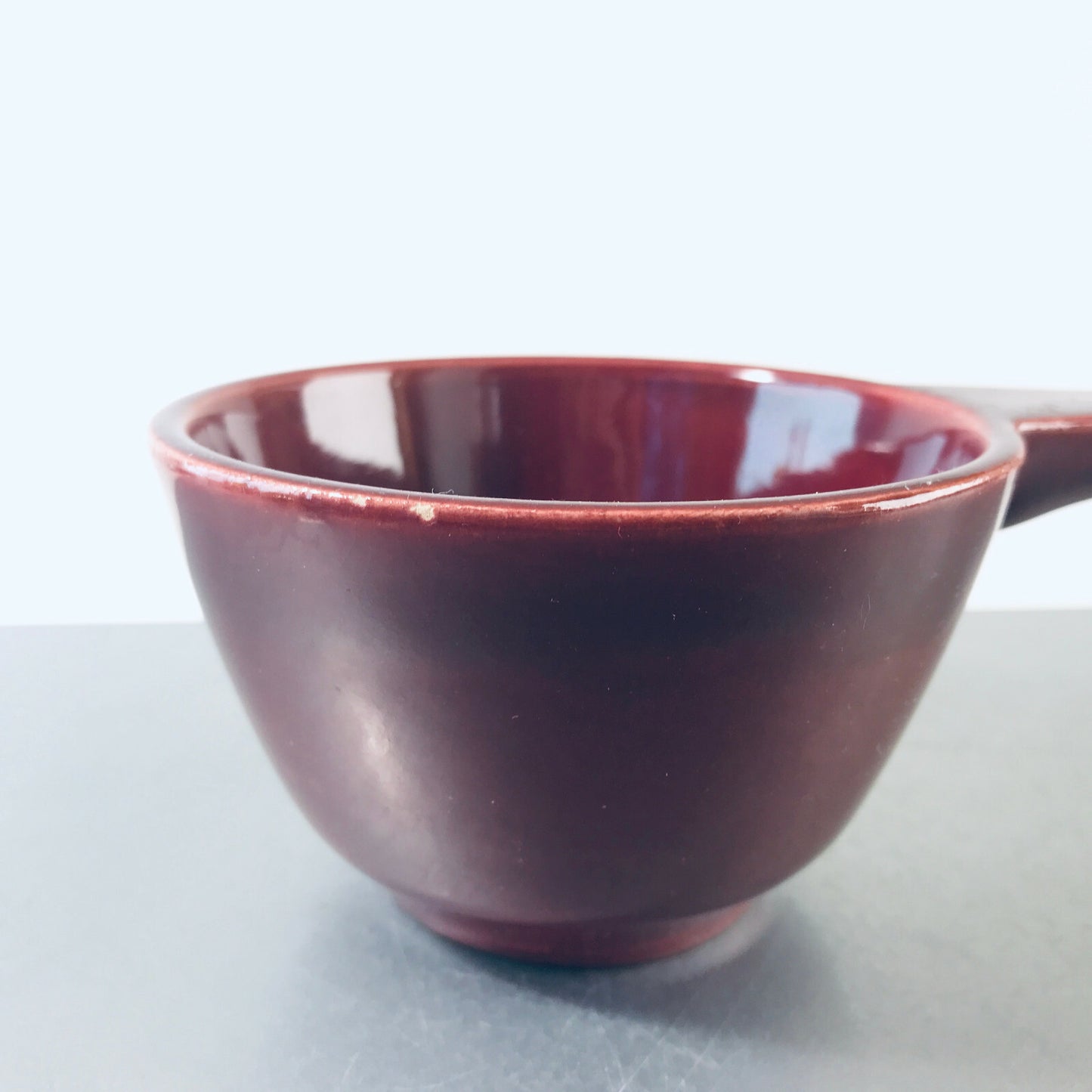 Schale Schüssel 10,3 cm Schälchen Vintage Glas 50er 60er rot + Löffel