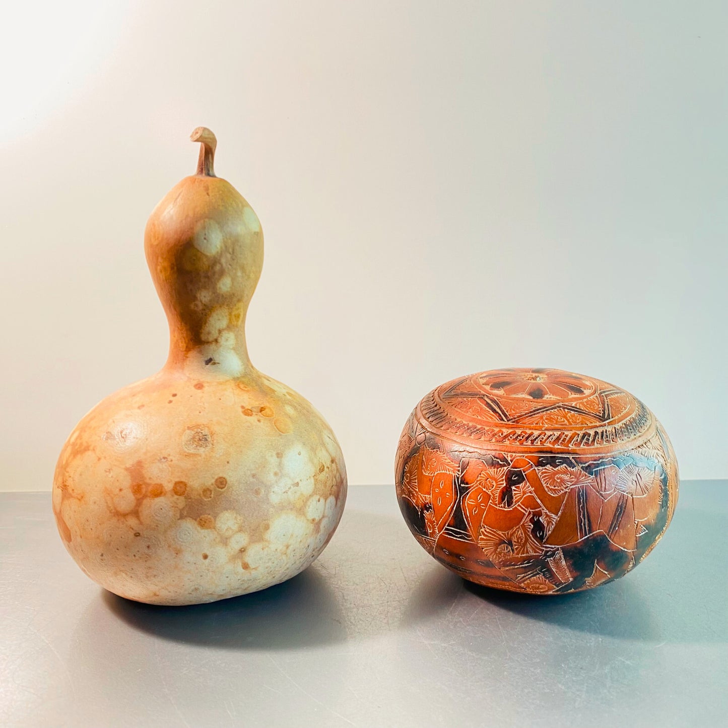 Regenstab Musikinstrument Riesel Kürbis Holz Musik D ca 13 cm