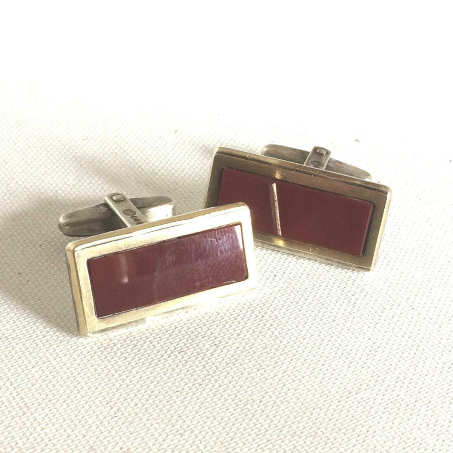 MANSCHETTENKNÖPFE 50er 60er Manschetten CUFFLINKS 800 Silber mit Marke