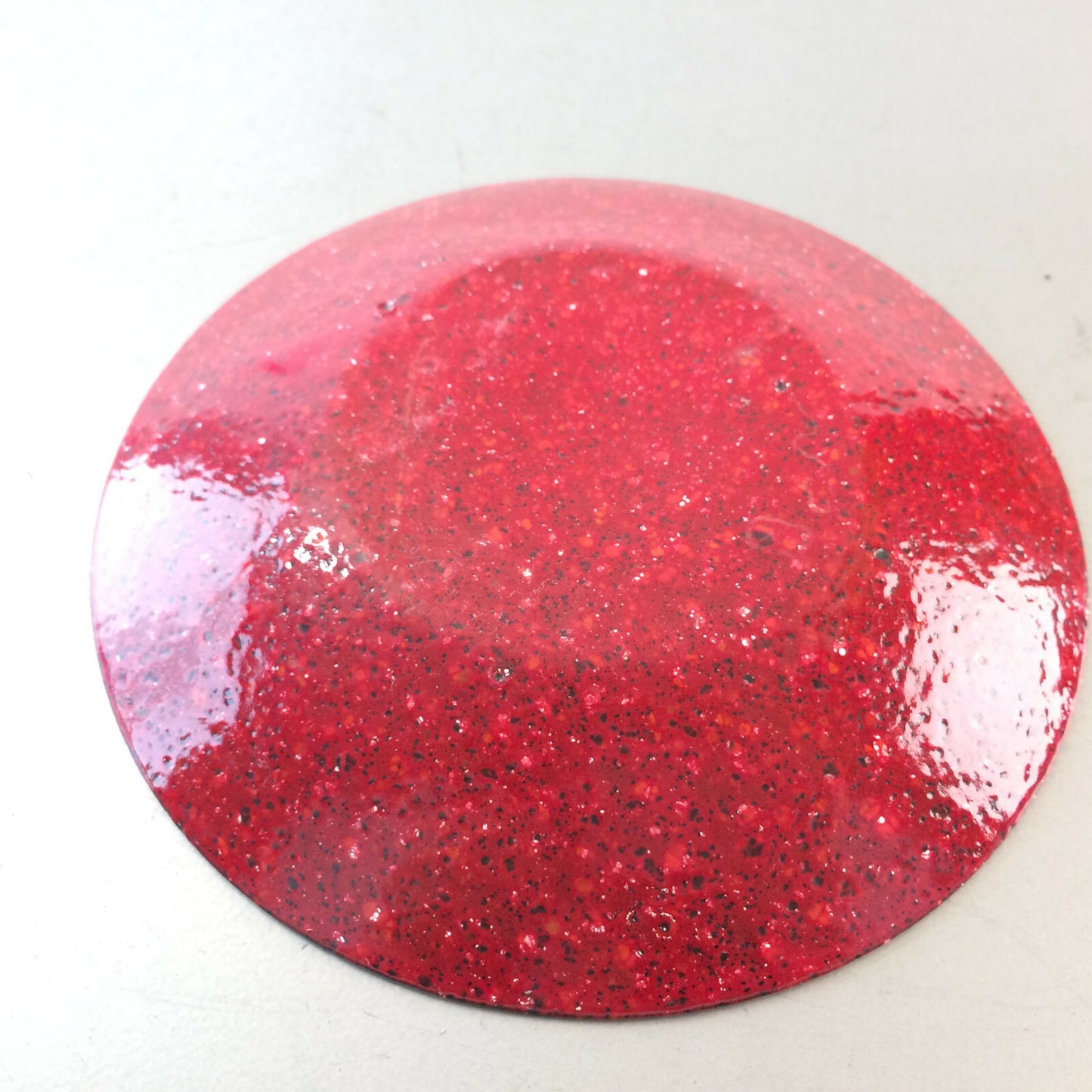 MID CENTURY Emaille Schale D 13,3 cm 50er Vintage Teller rot
