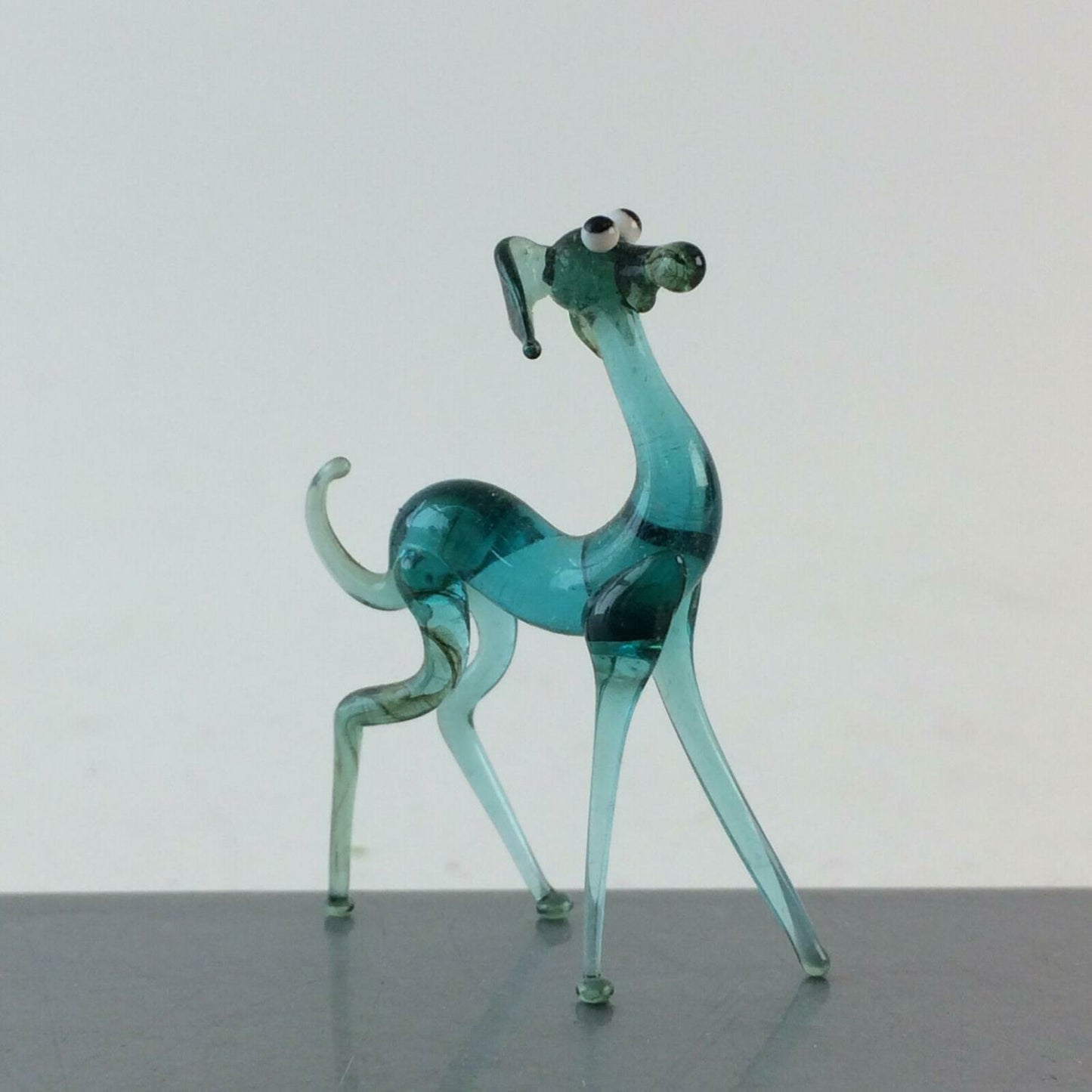 Hund blau H 4,2 cm Glas 50er 60er Lauscher Vintage MID CENTURY