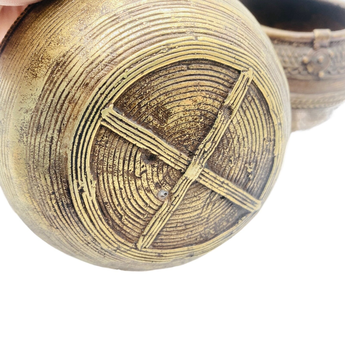 MESSING Schalen D ca 9,5 cm H 7,5 / 8,5 cm Metall Korb Optik Dekoration Vintage