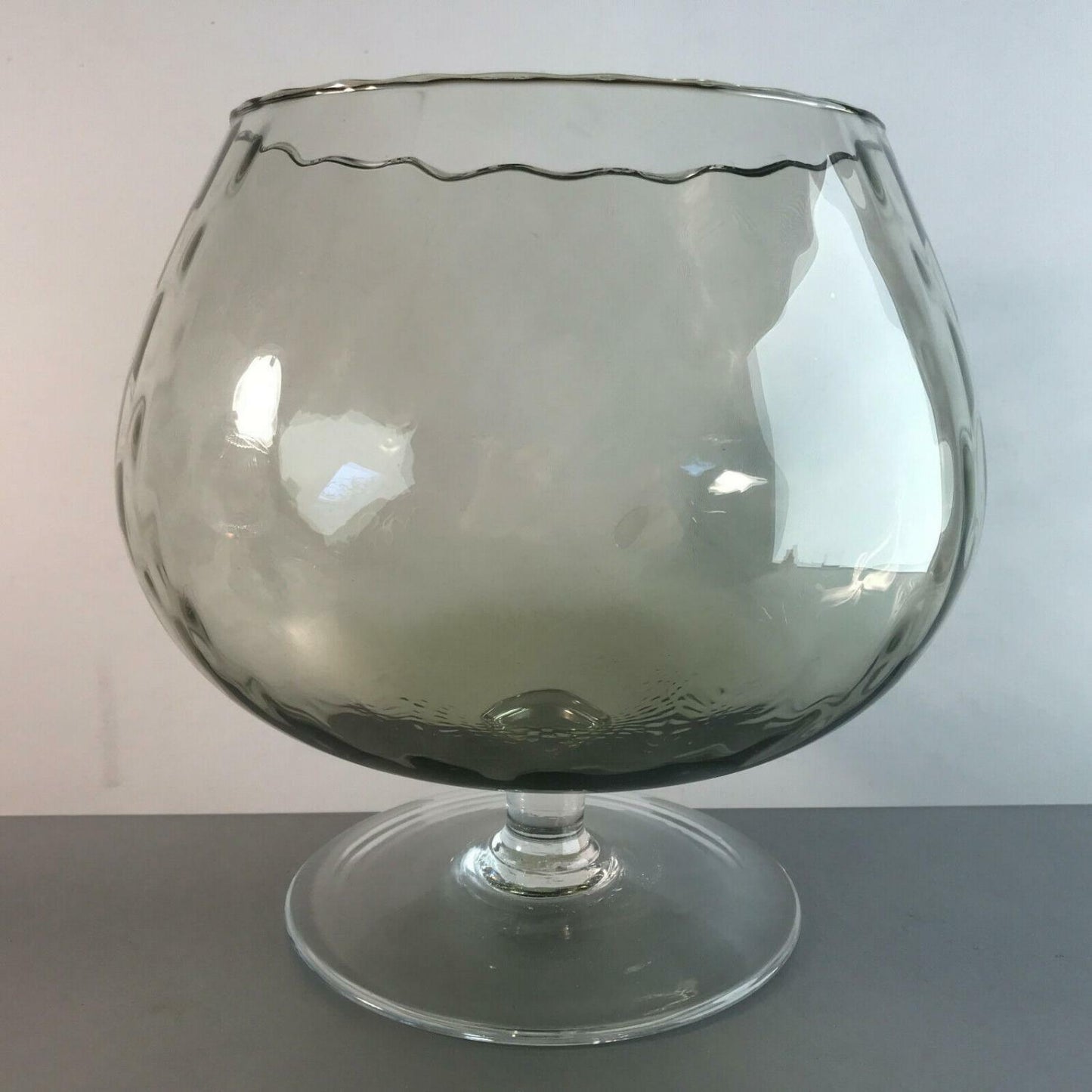 Vase Rauchglas braun Bowle Pokal GLAS Glasvase 50er 60er 21 cm