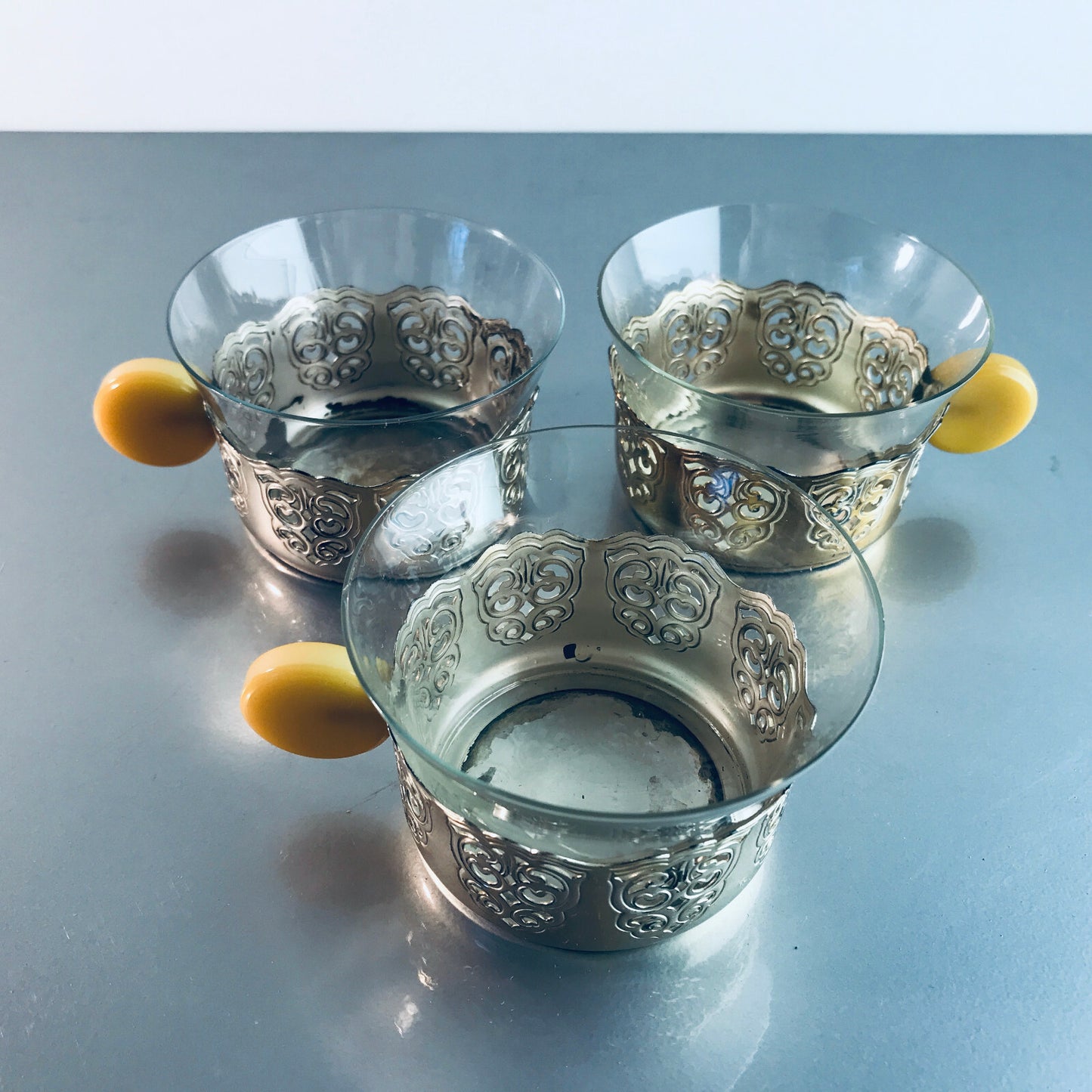 Art Déco Teetassen 30er 40er VINTAGE versilbert Tassen Halter Bakelit