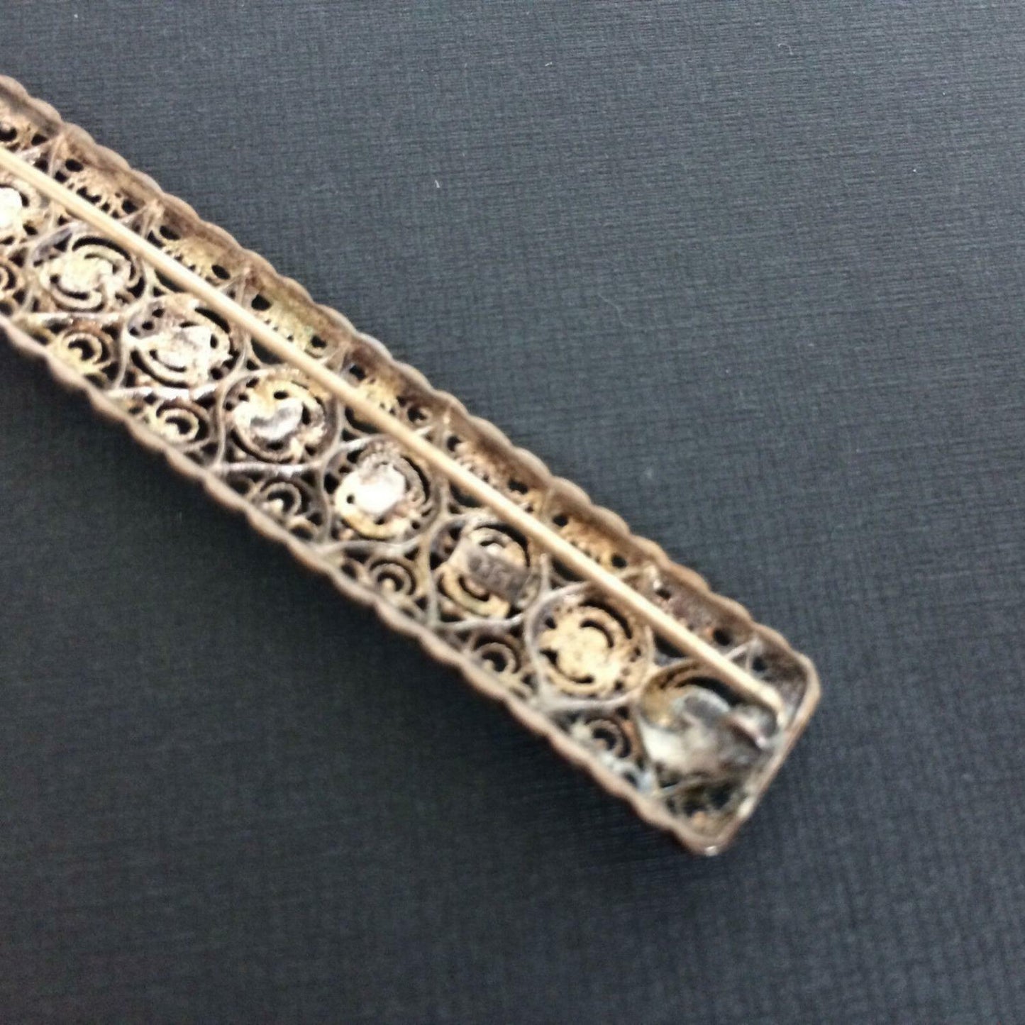 BROSCHE filigran 835H Silber versilber gepunzt gestempelt 6,4 cm