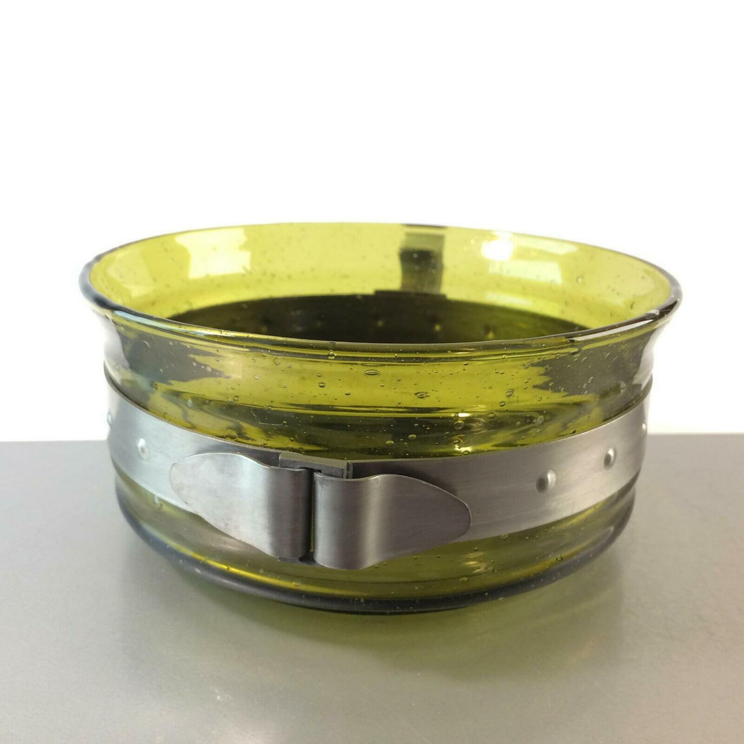 SCHALE Zinn 14,5 cm grün GLAS 50er 60er MID CENTURY