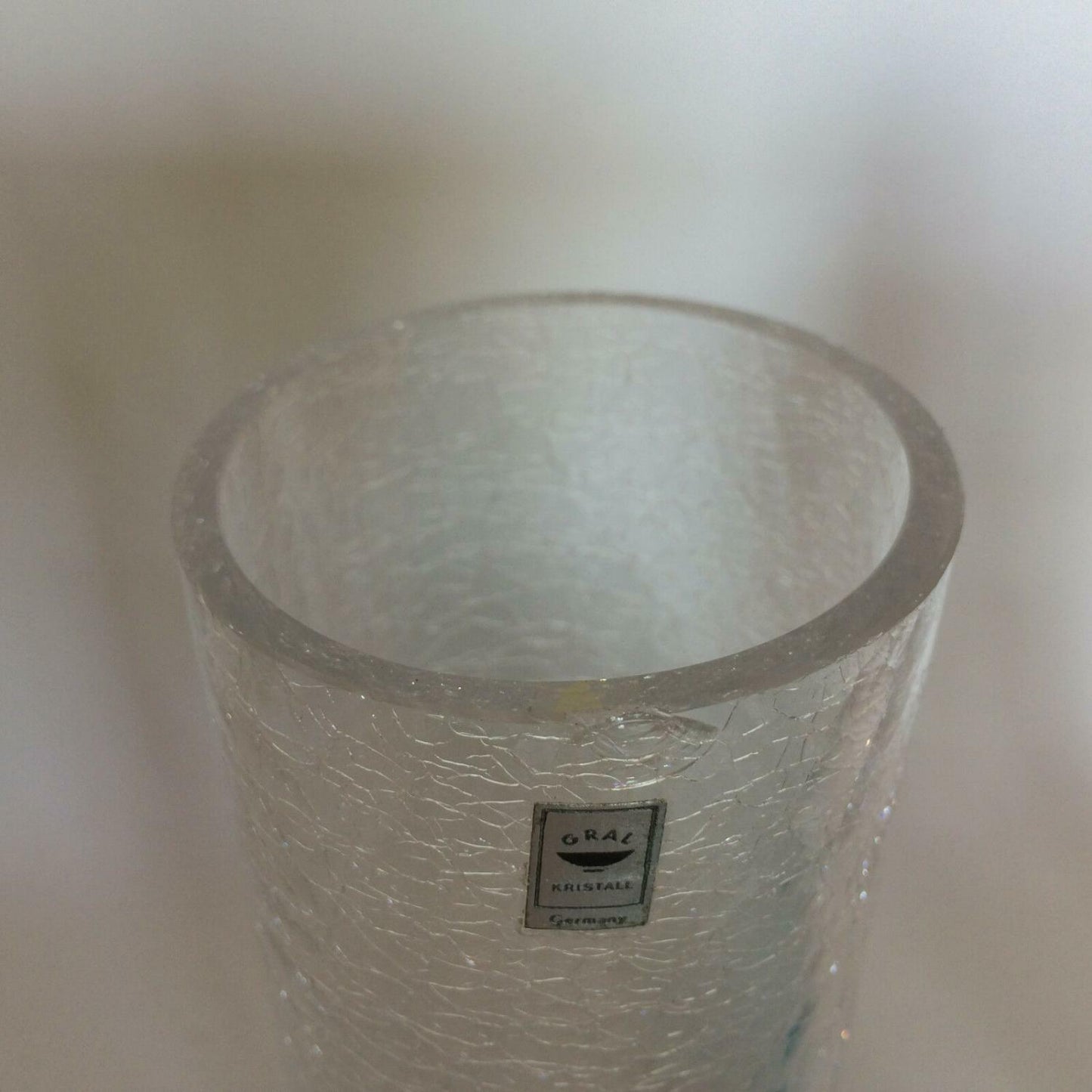 GRAL Glas Vase DÜRNAU Germany Craquelee 50er 60er MID CENTURY türkis klar Deko