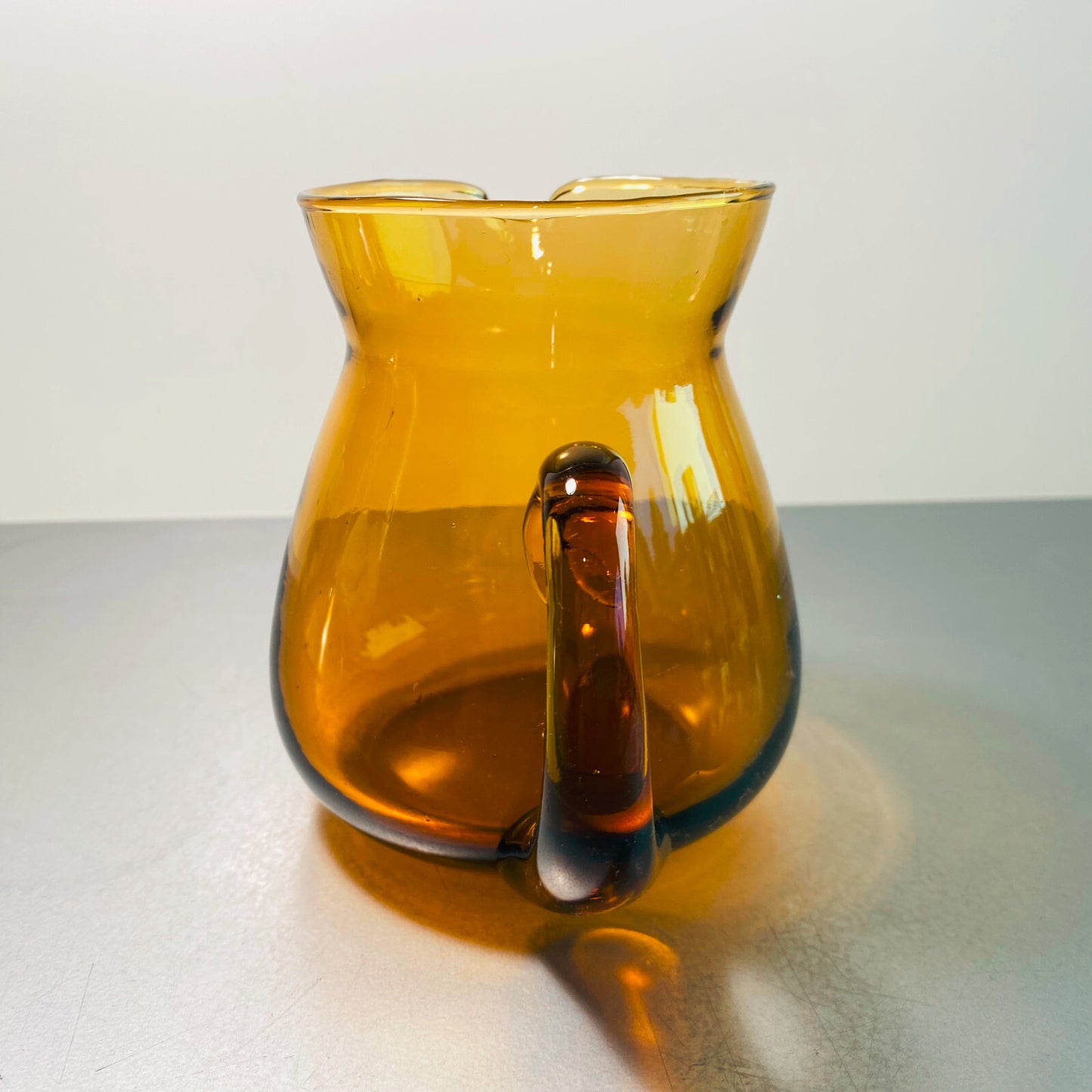 Kanne Karaffe 50er 60er 12 cm Bernstein braun VINTAGE Glas Saftkrug