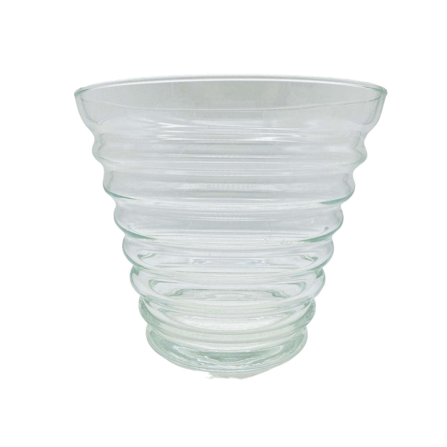 Vintage Vase Glas H 16 cm klar MID CENTURY Dekoration Blumenvase