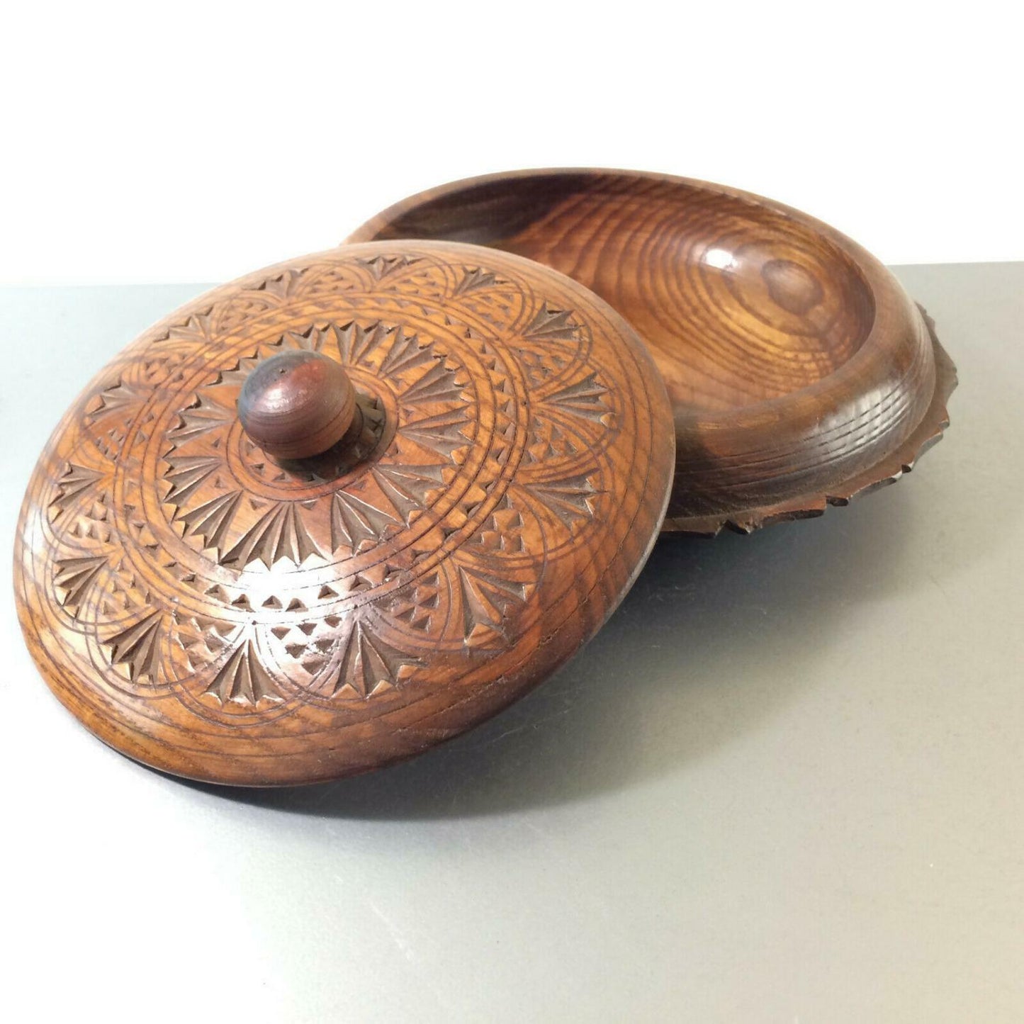 Runde Holzdose DOSE rund 50er 60er Jahre HOLZ D 20 cm Vintage