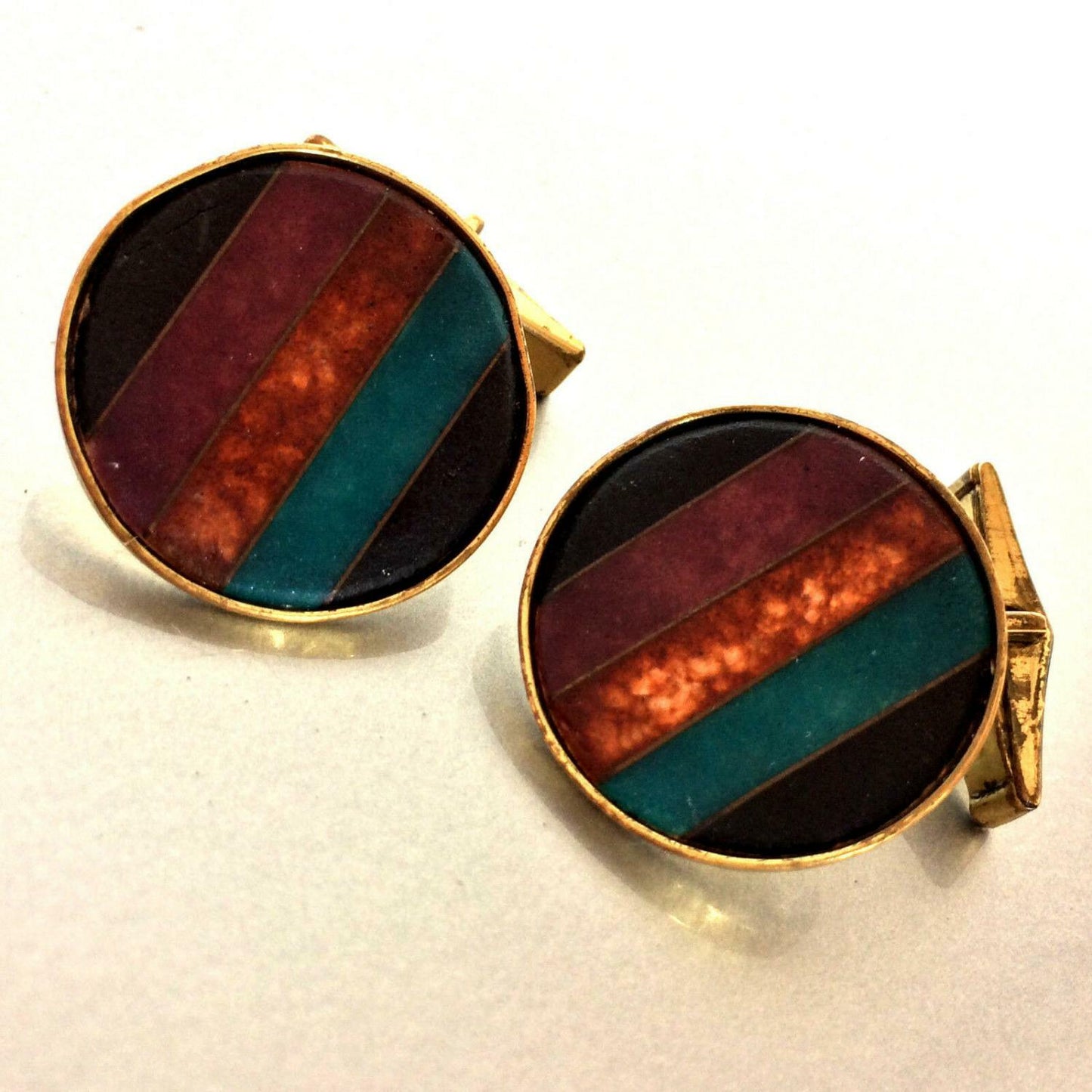 A. G. BUNGE Emaille MANSCHETTENKNÖPFE 50er 60er Manschetten CUFFLINKS