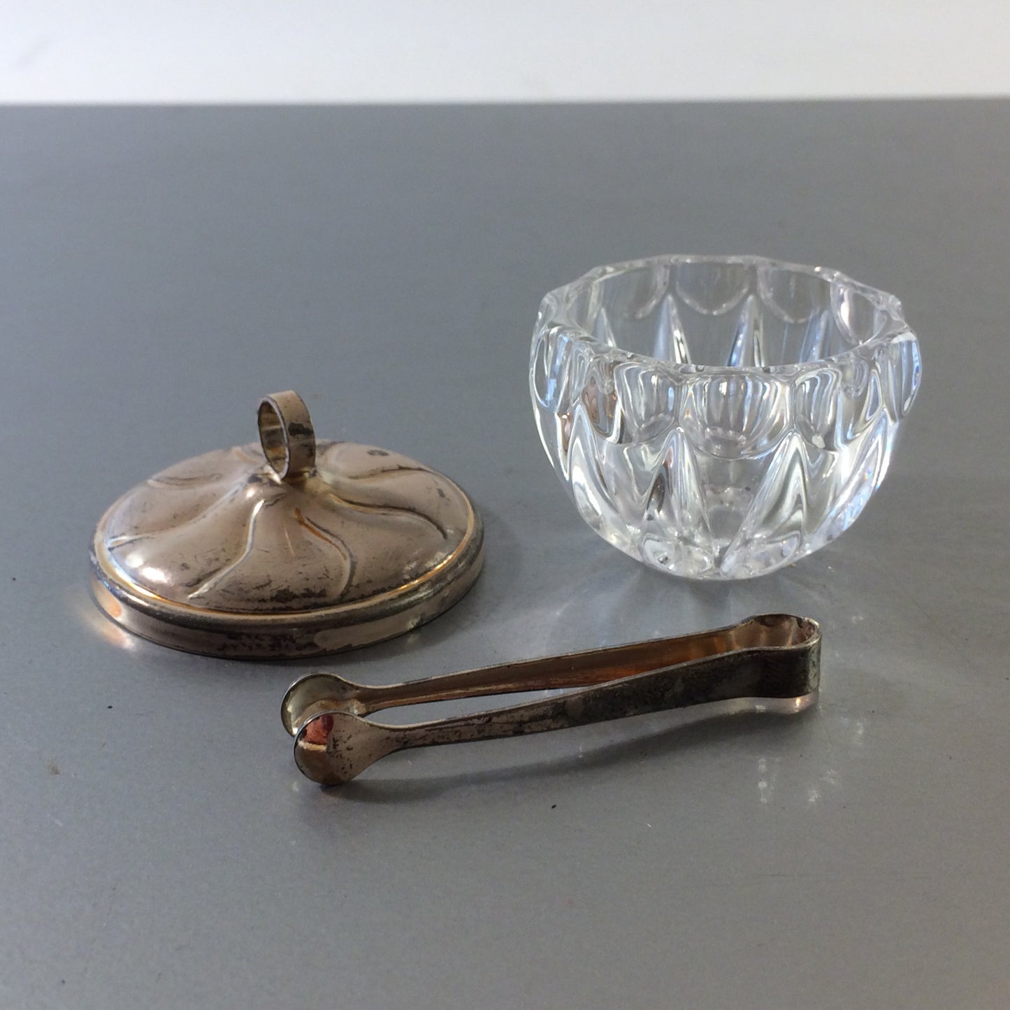 VINTAGE Süßstoffdose 50er 60er mini Zange 4,7 MID CENTURY Glas