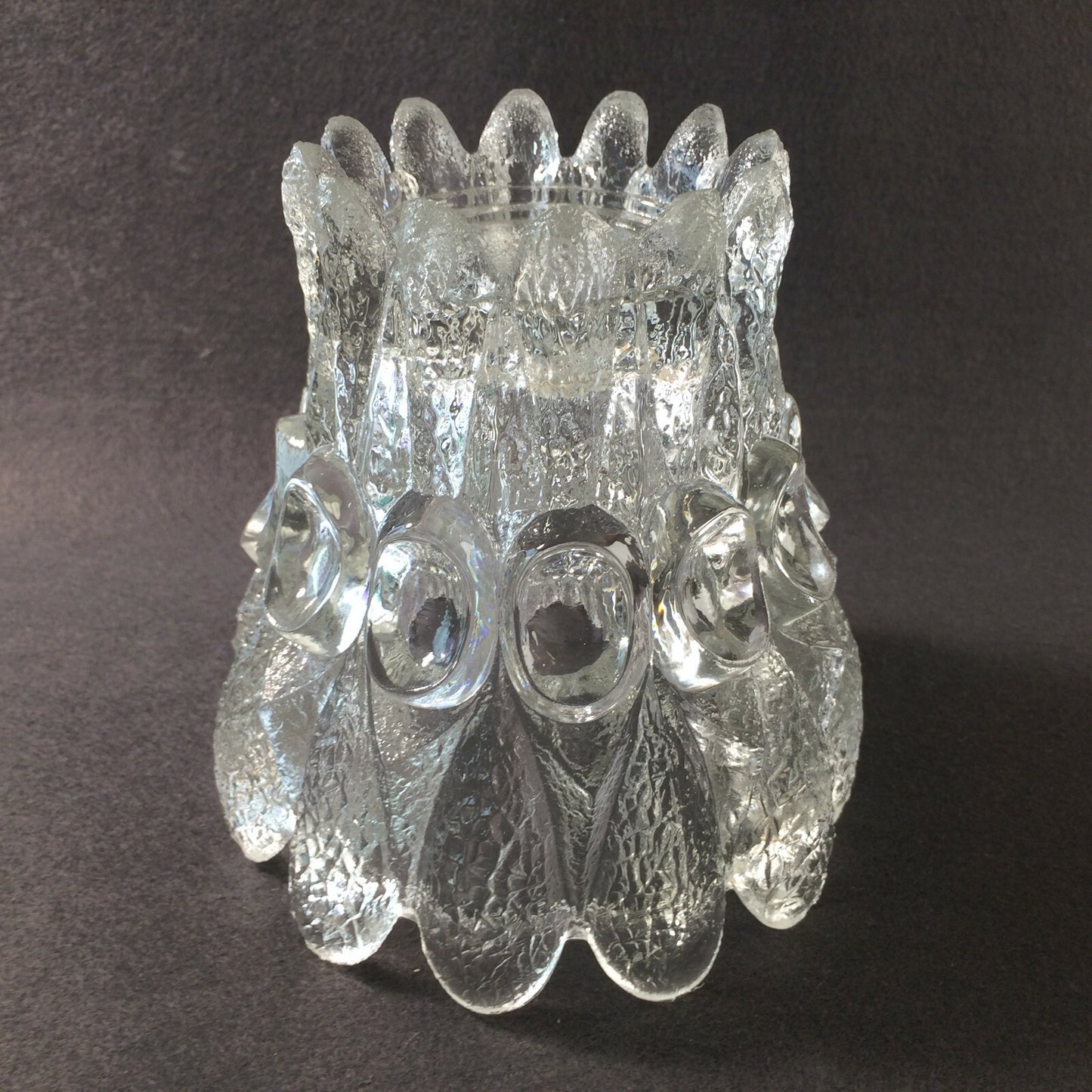 Windlicht Vase Teelicht Glas 50er 60er Mid CENTURY H 13,7 cm drehbar