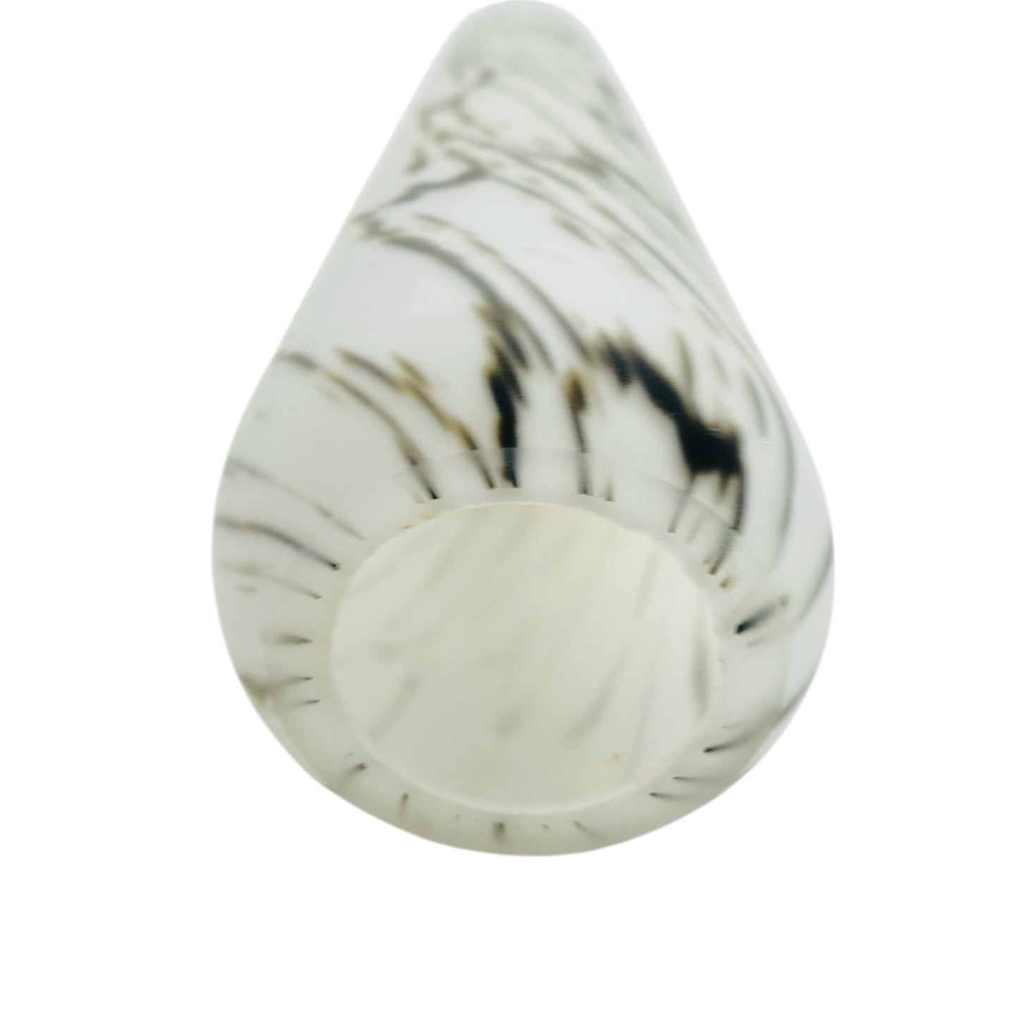 Satinierte Vase matt weiß grau 26 cm natürliches Dekor Vintage Glas