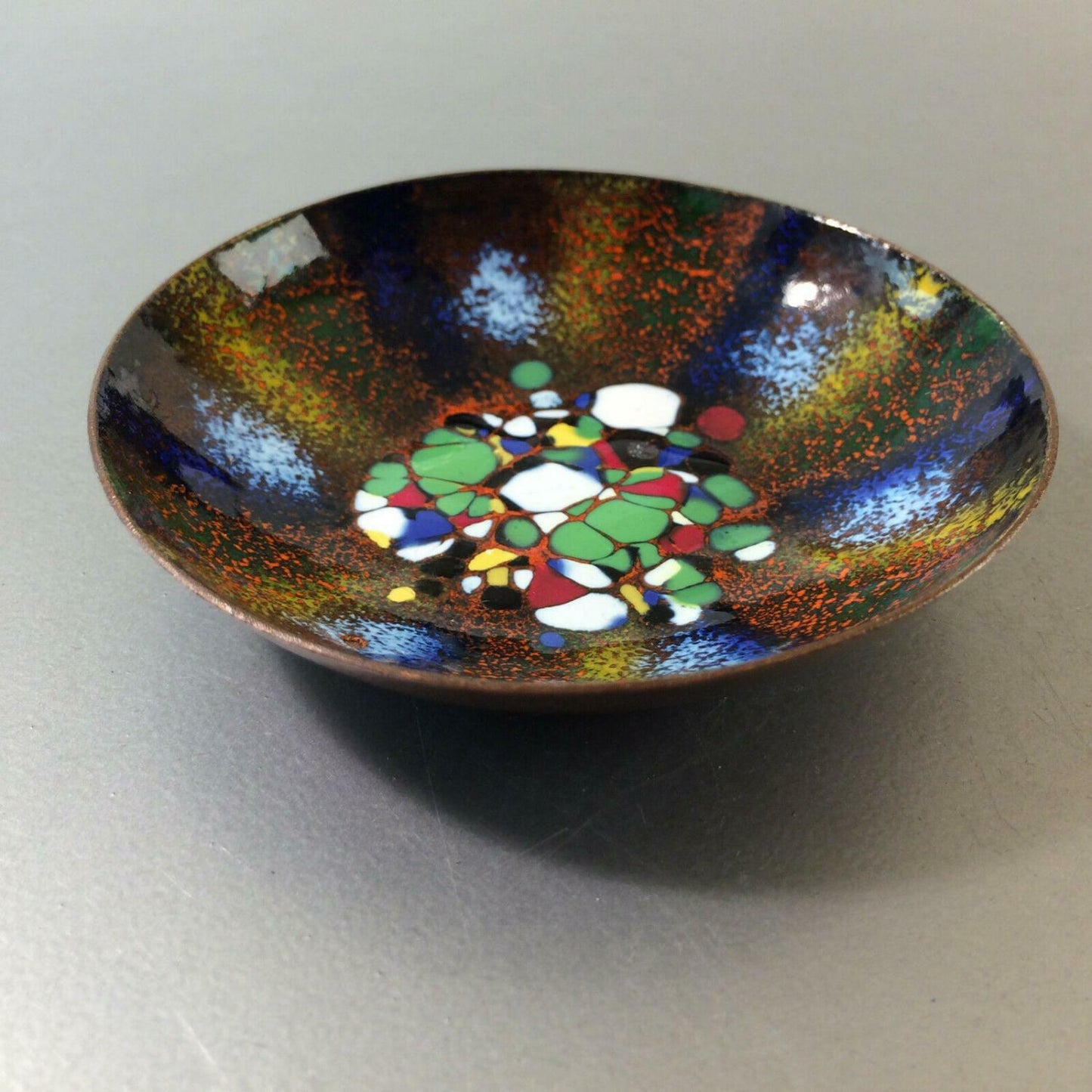 Kupfer SCHALE Emaille Email 50er 60er 70er MID CENTURY 9,1 cm