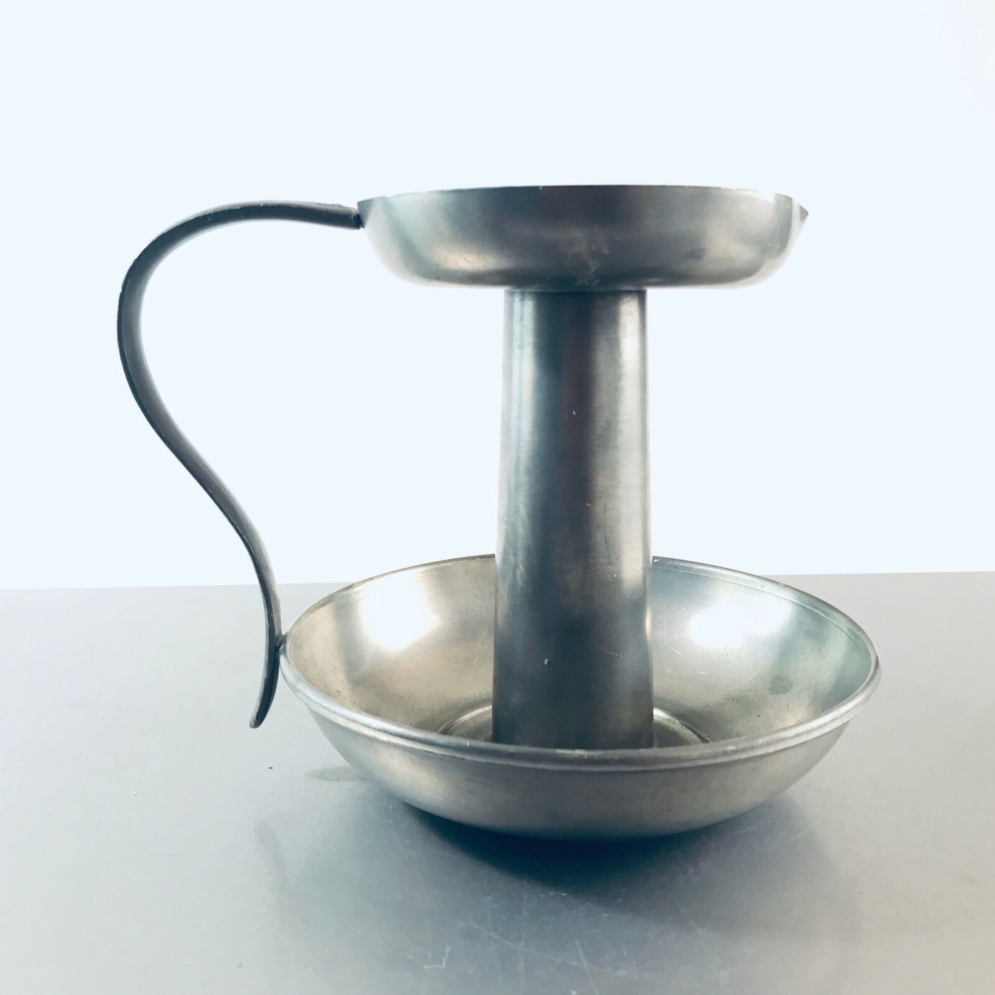 Quist ZINN Kerzenhalter H 13,8 cm 60er Kerzenständer 50er 60er D 9,5 cm ob