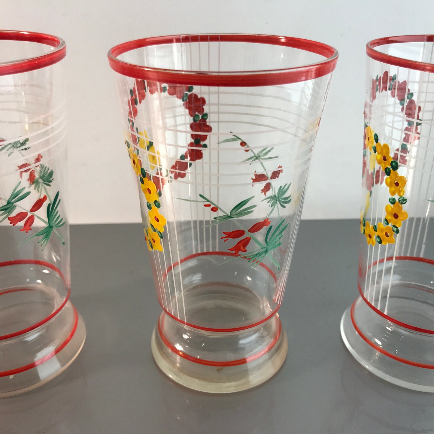 Weingläser Art Déco 20er 30er Becher 12,5 cm Weinkelche Gläser Glas Email