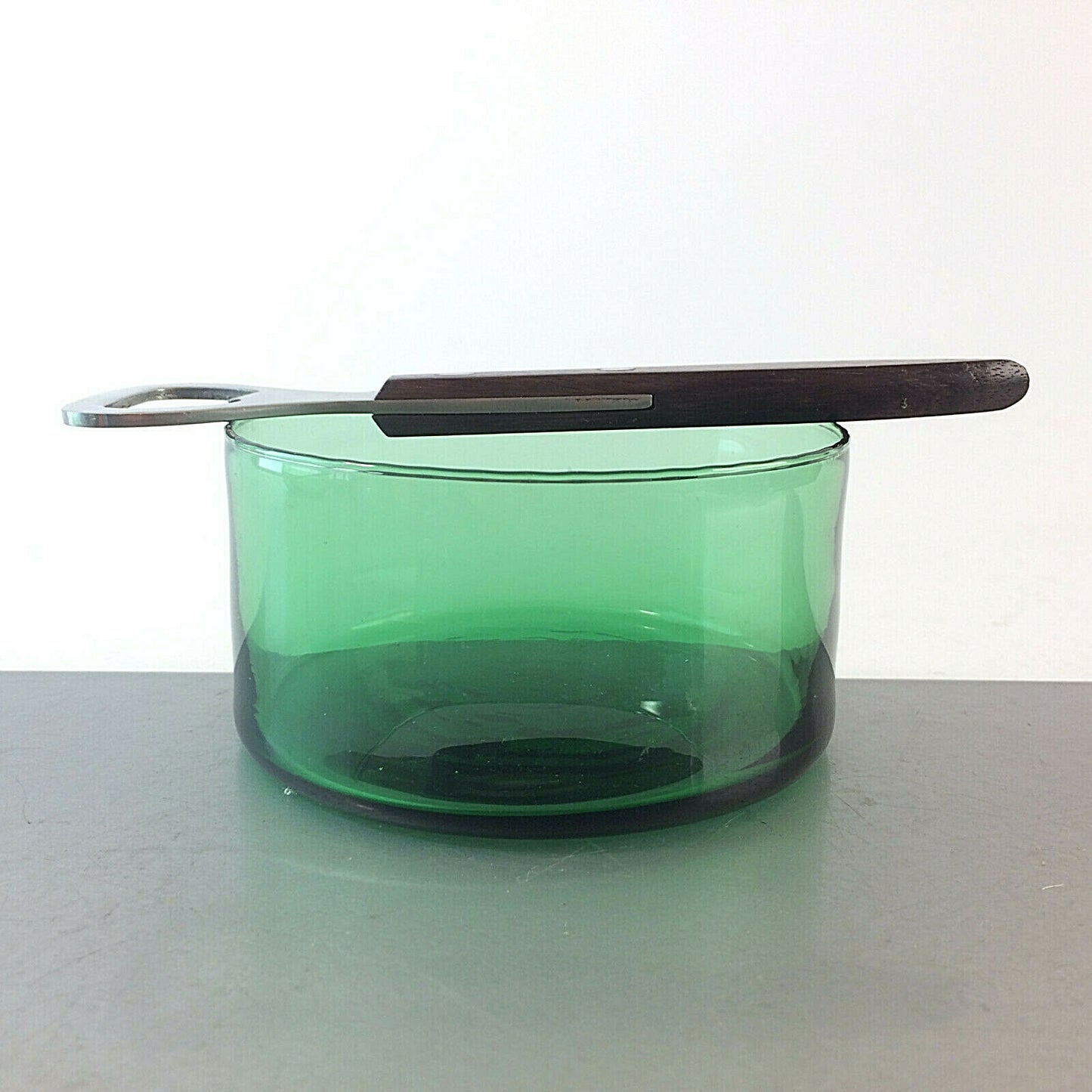 Glas Schale Vintage grün 50er 60er 9,5 cm MID CENTURY + Flaschenöffner