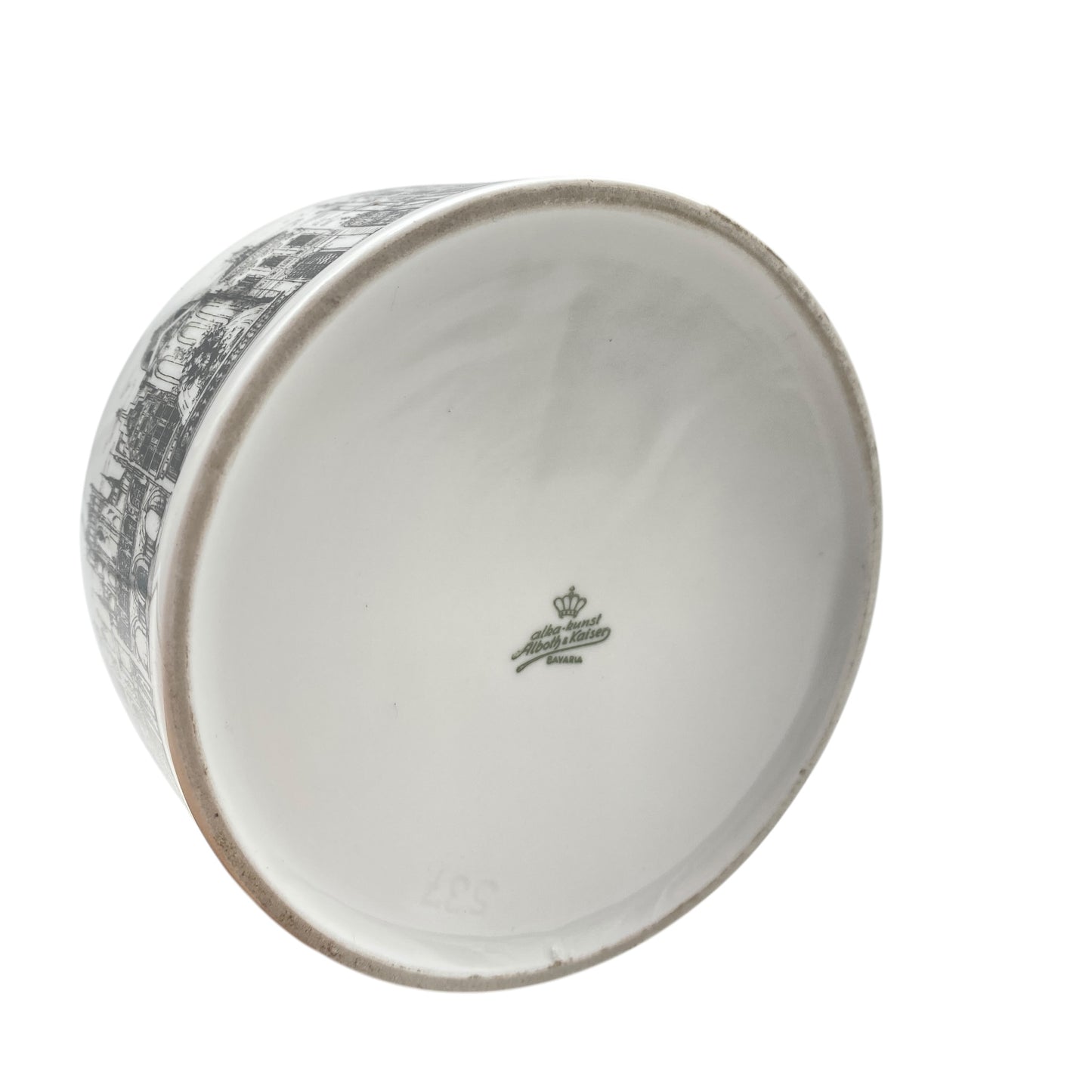 Alboth & Kaiser Porzellandose Alka Kunst Holzdeckel Teak Stadt Motiv 70er Jahre