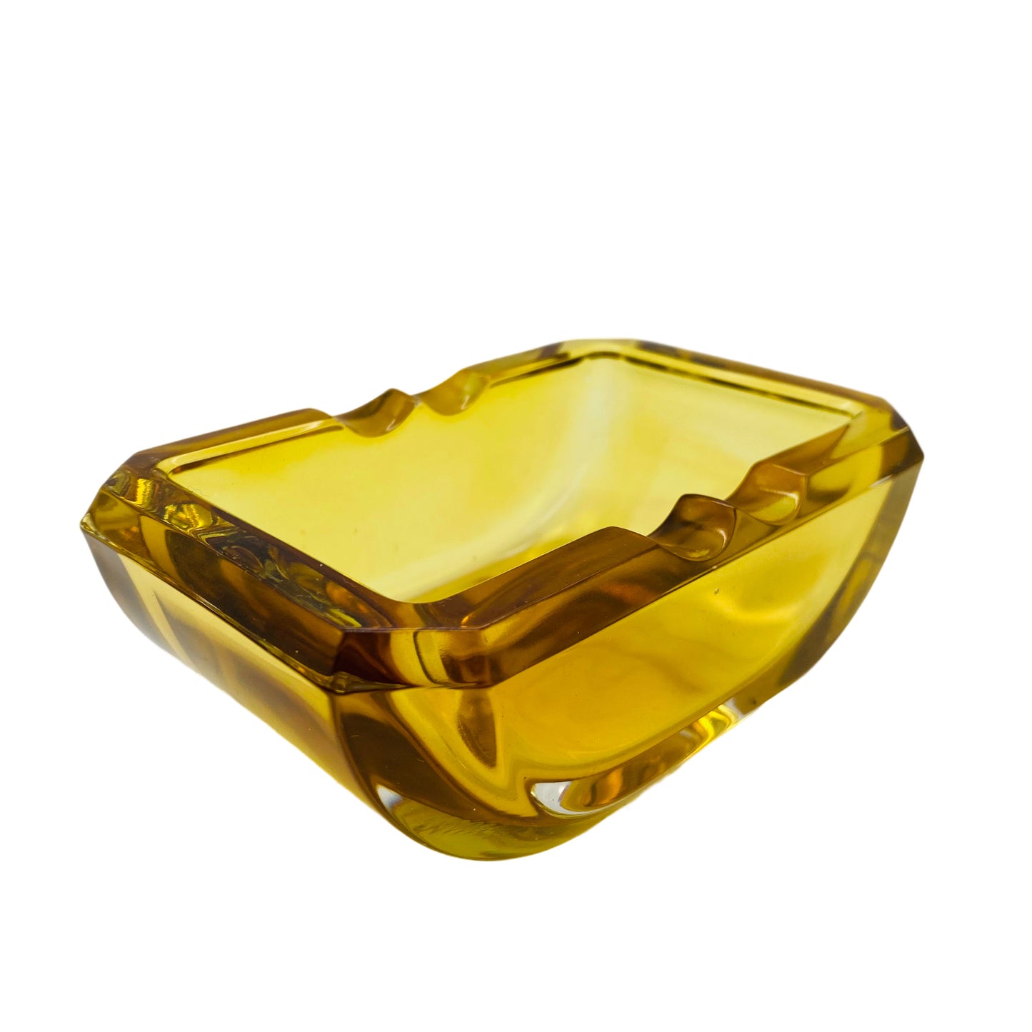Aschenbecher Vintage 60er 70er Jahre Glas gelb Ascher