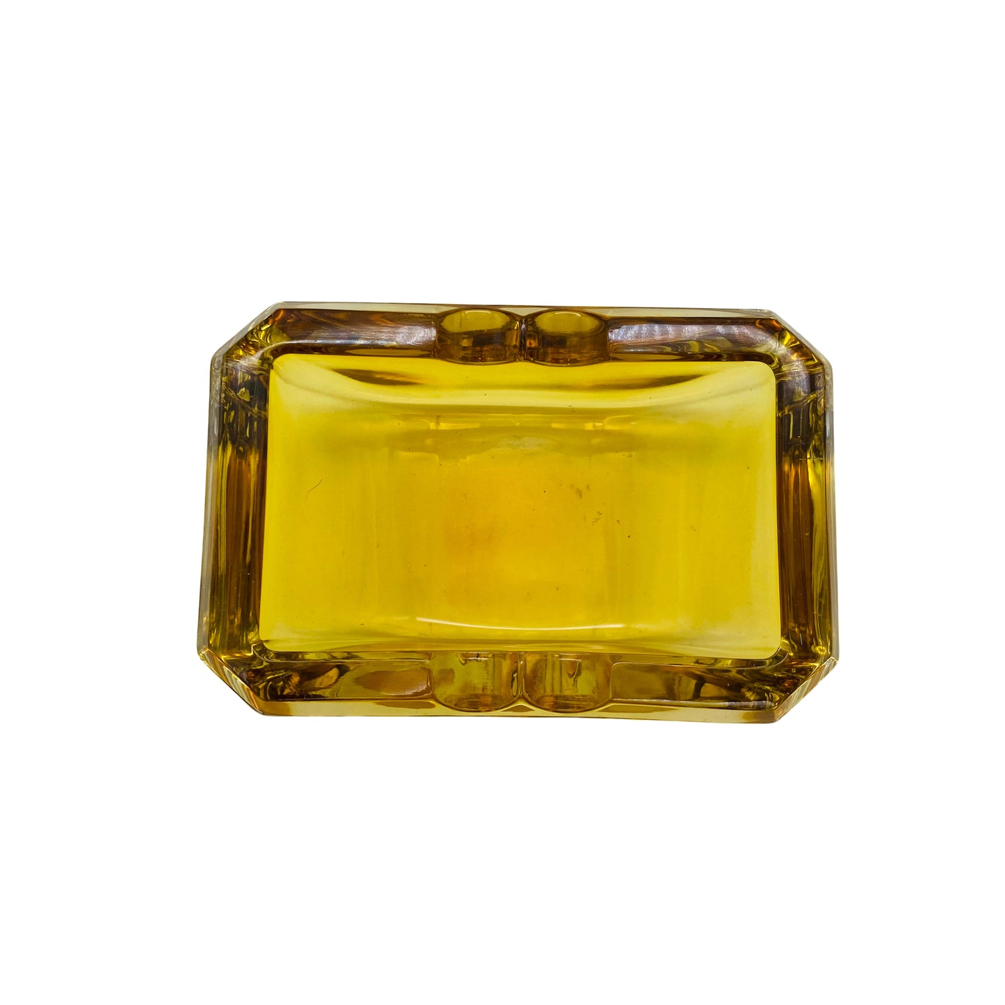 Aschenbecher Vintage 60er 70er Jahre Glas gelb Ascher