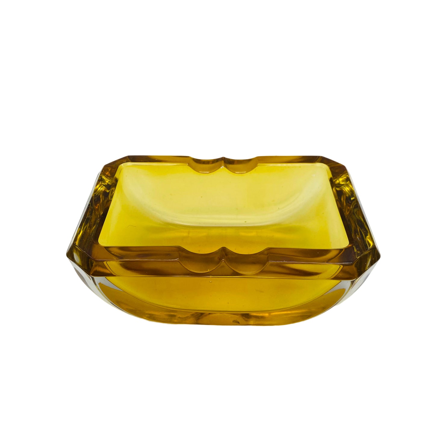 Aschenbecher Vintage 60er 70er Jahre Glas gelb Ascher