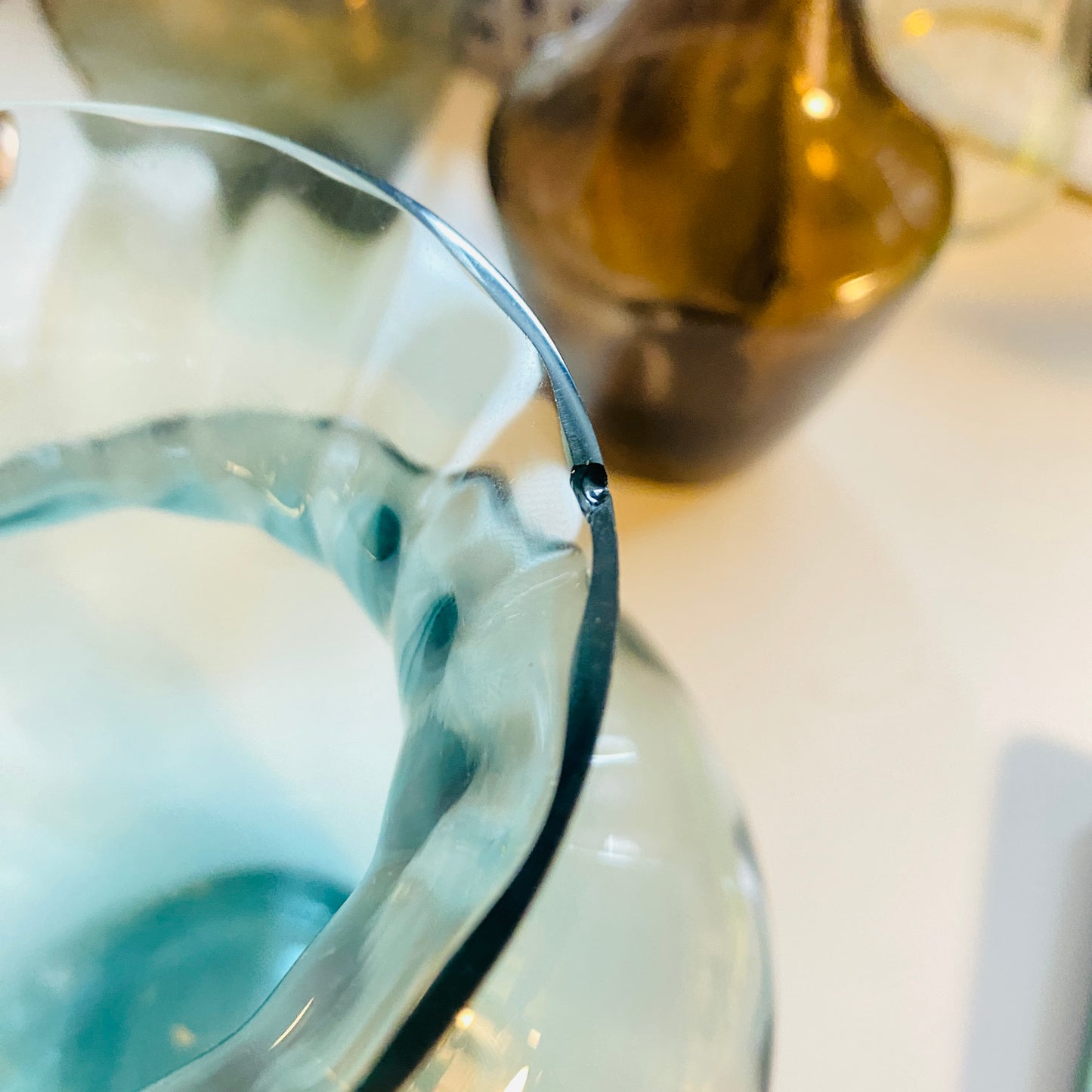 Vasen Sammlung Rauchglas braun blau 50er 60er Mid Century Glas Dekoration