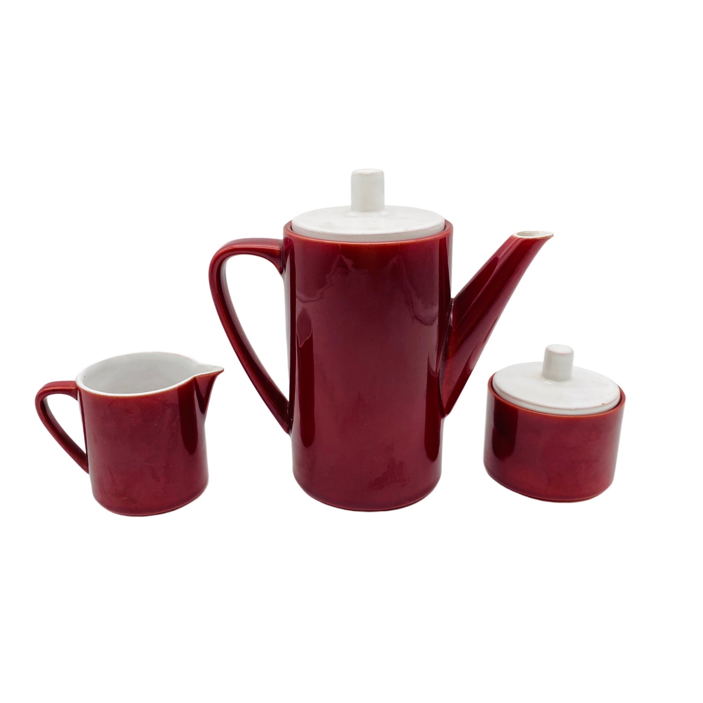 BÜCKEBURG Keramik Mokkaset Mokkaservice rot weinrot 50er 60er Jahre