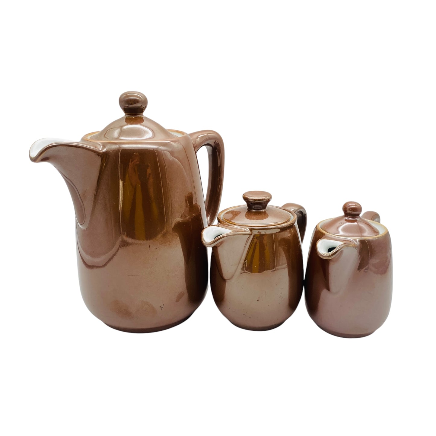 Bauscher Weiden Kannen Set braun irisierend Kaffeekanne Milchkännchen Porzellan 60er 70er Jahre