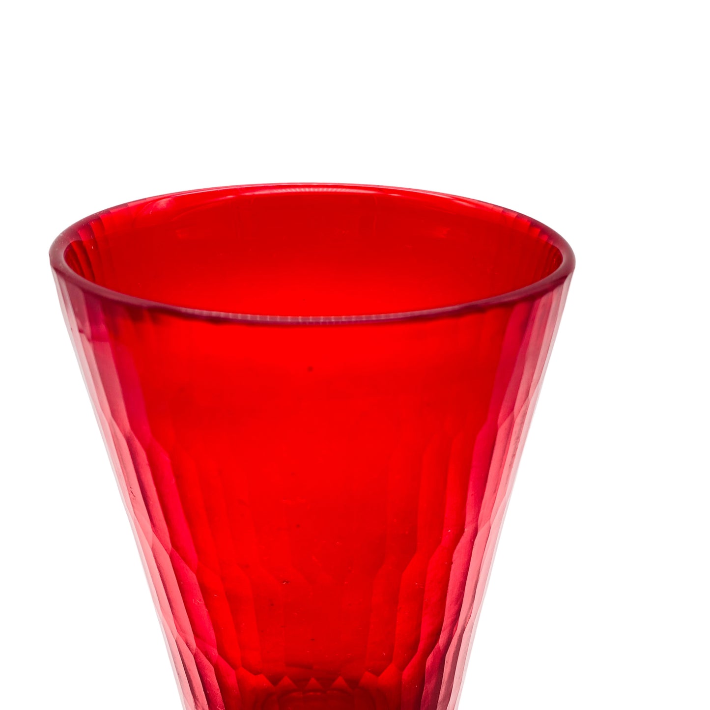 Bechervase rot beschliffen Strukturoptik Vintage 70er 80er Vase Glas