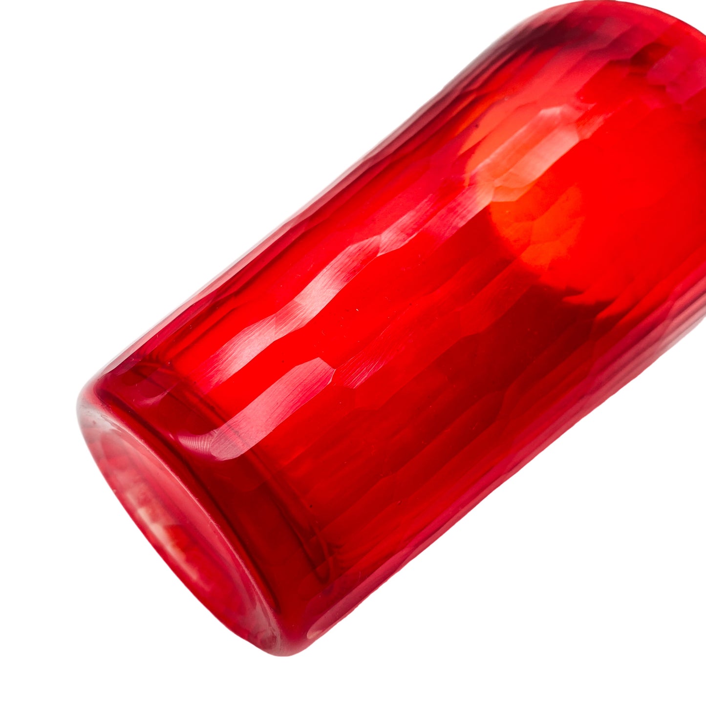 Bechervase rot beschliffen Strukturoptik Vintage 70er 80er Vase Glas