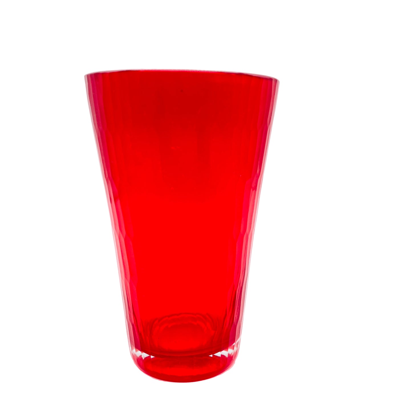 Bechervase rot beschliffen Strukturoptik Vintage 70er 80er Vase Glas