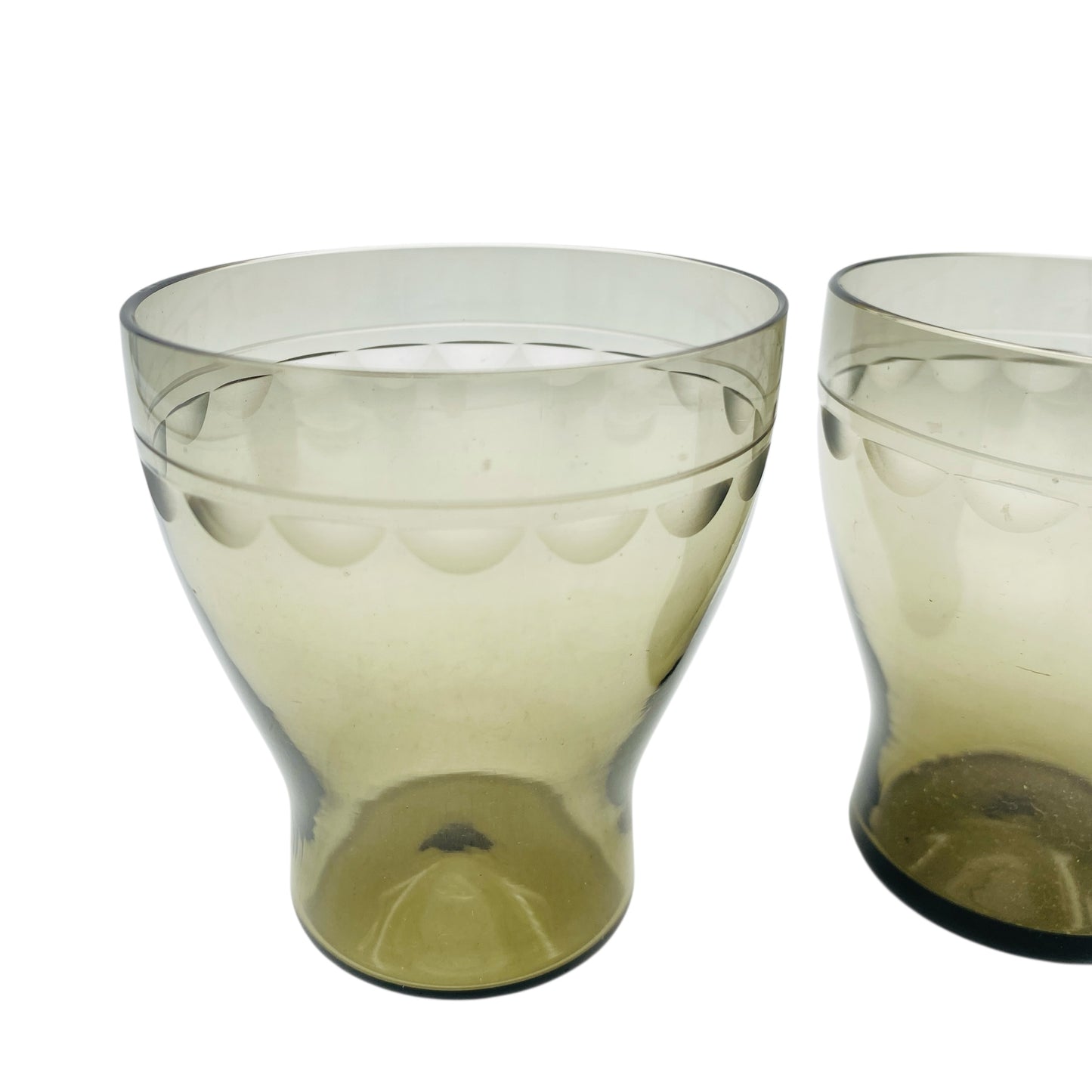 Beschliffene Gläser Rauchglas 1960er Jahre Mid Century Lounge Wassergläser