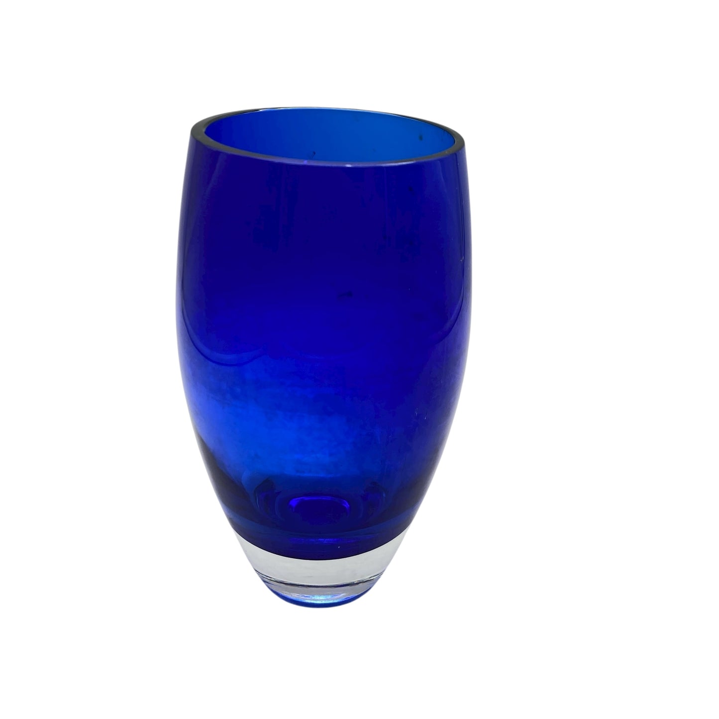 Blaue Blumenvase transparenter Überfang 60er 70er Jahre Dekoration Glas Vintage